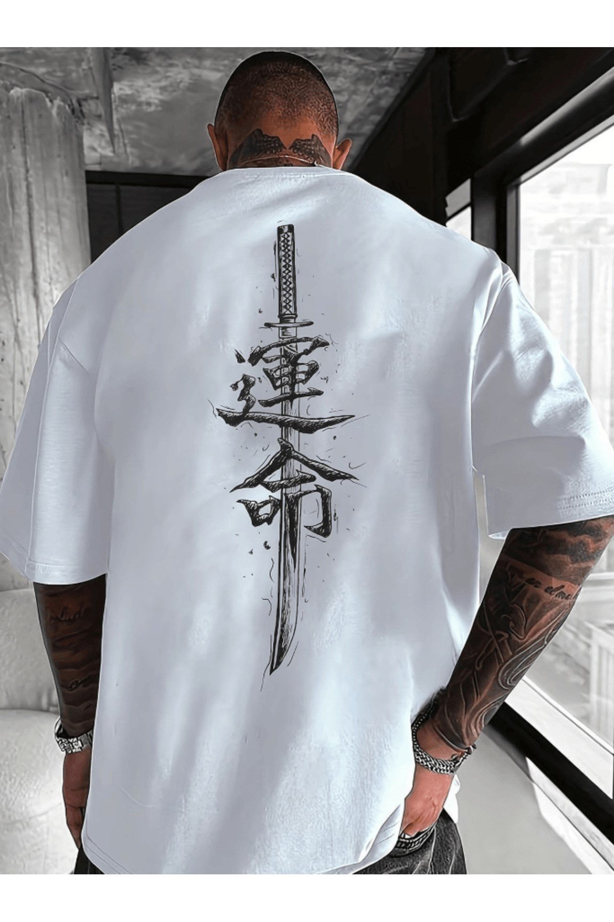 Japon Samuray Baskılı Premium Oversize T-shirt