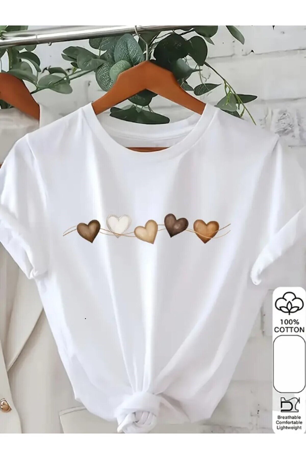 Kalpli Göğüs Baskılı Basic Bisiklet Yaka Regular T-shirt %100 Pamuk