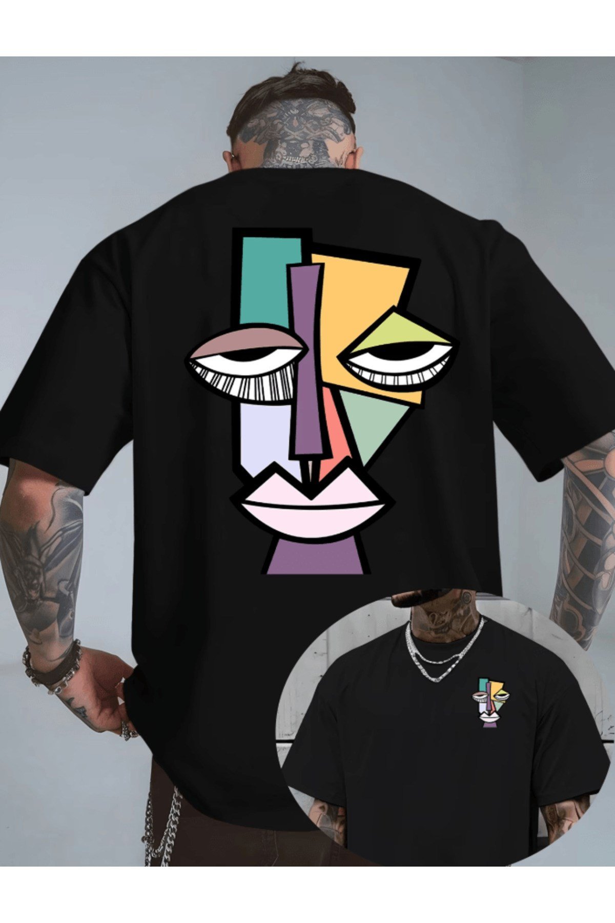 Karikatür Karakter Tasarım Baskılı Premium Oversize T-shirt