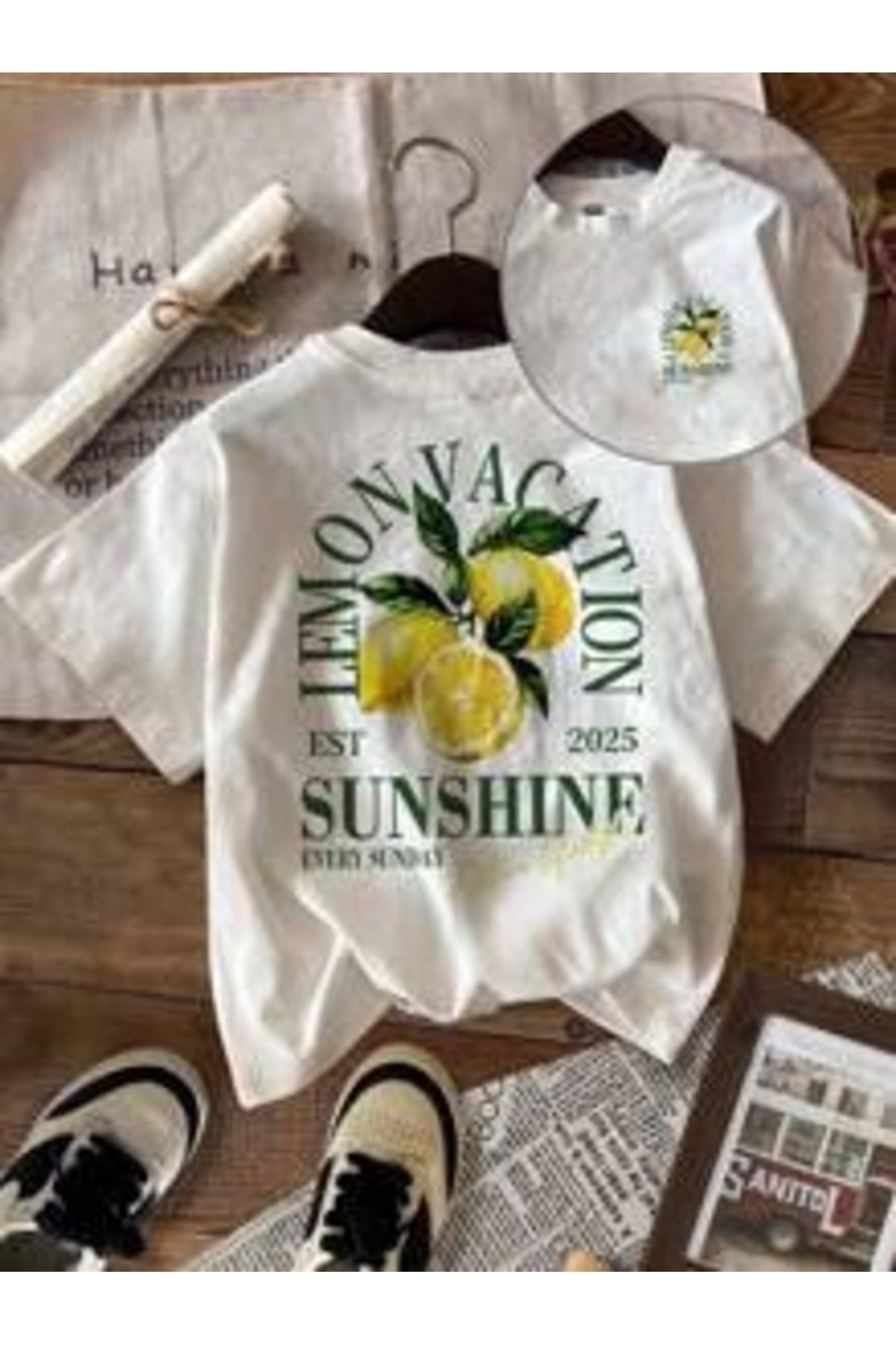Lemon Vacation Baskılı Premium Oversize T-shirt