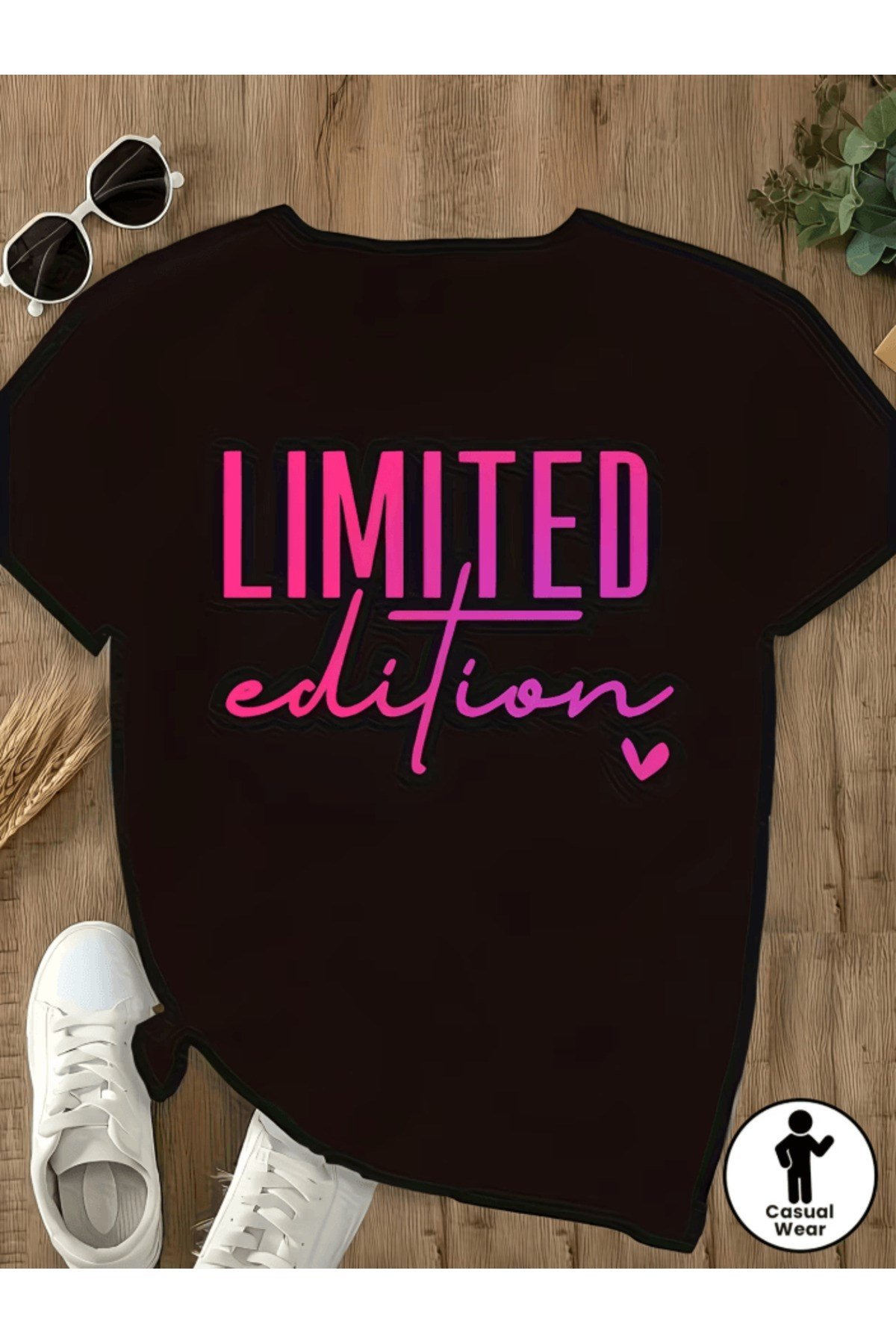 Limited Edition Pembe Detay Baskılı Premium Oversize T-shirt
