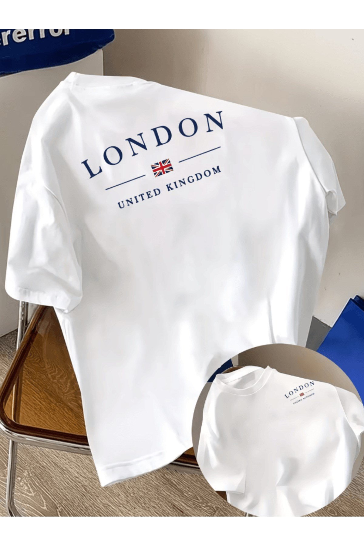 London United Kingdom Baskılı Premium Oversize T-shirt