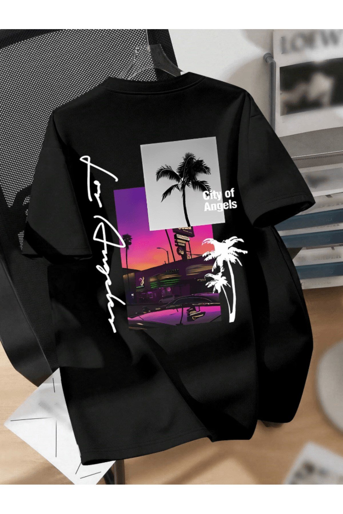 Los Angles Baskılı Premium Oversize T-shirt