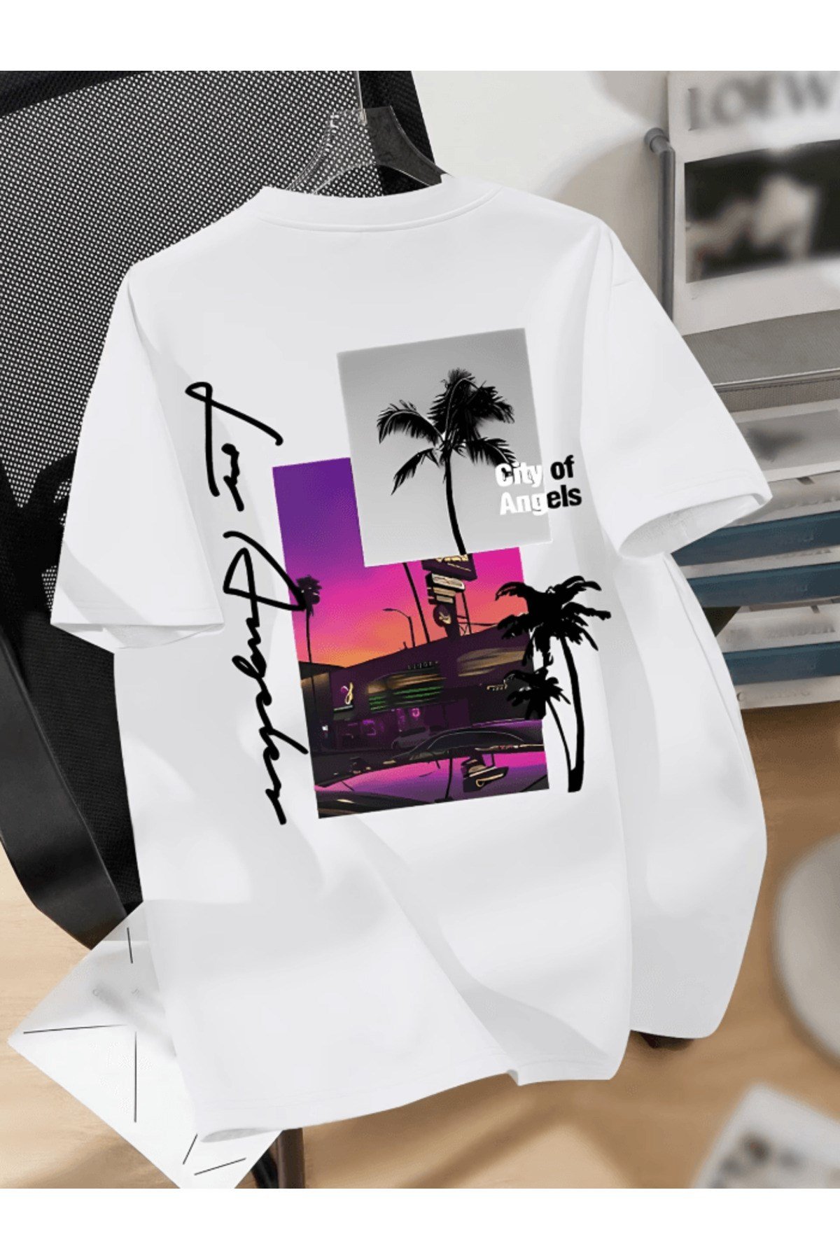 Los Angles Baskılı Premium Oversize T-shirt