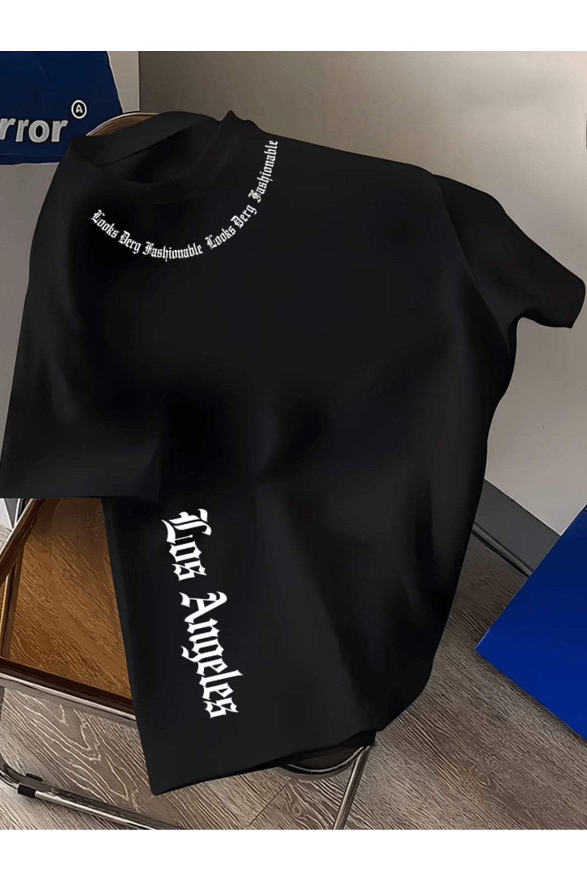 Los Angles Dikey Ve Yatay Tasarım Baskılı Premium Oversize T-shirt