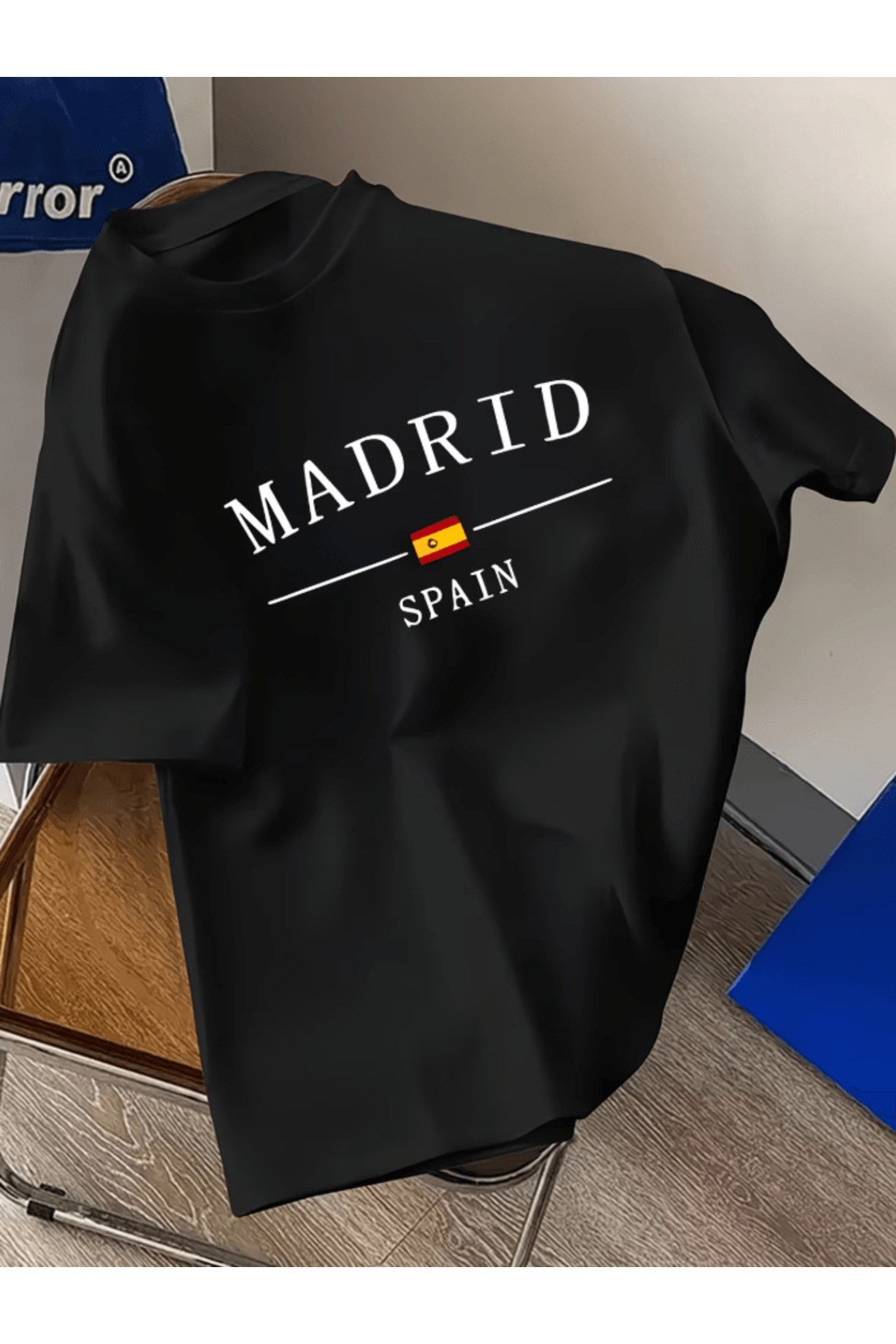 Madrid Spain Baskılı Premium Oversize T-shirt