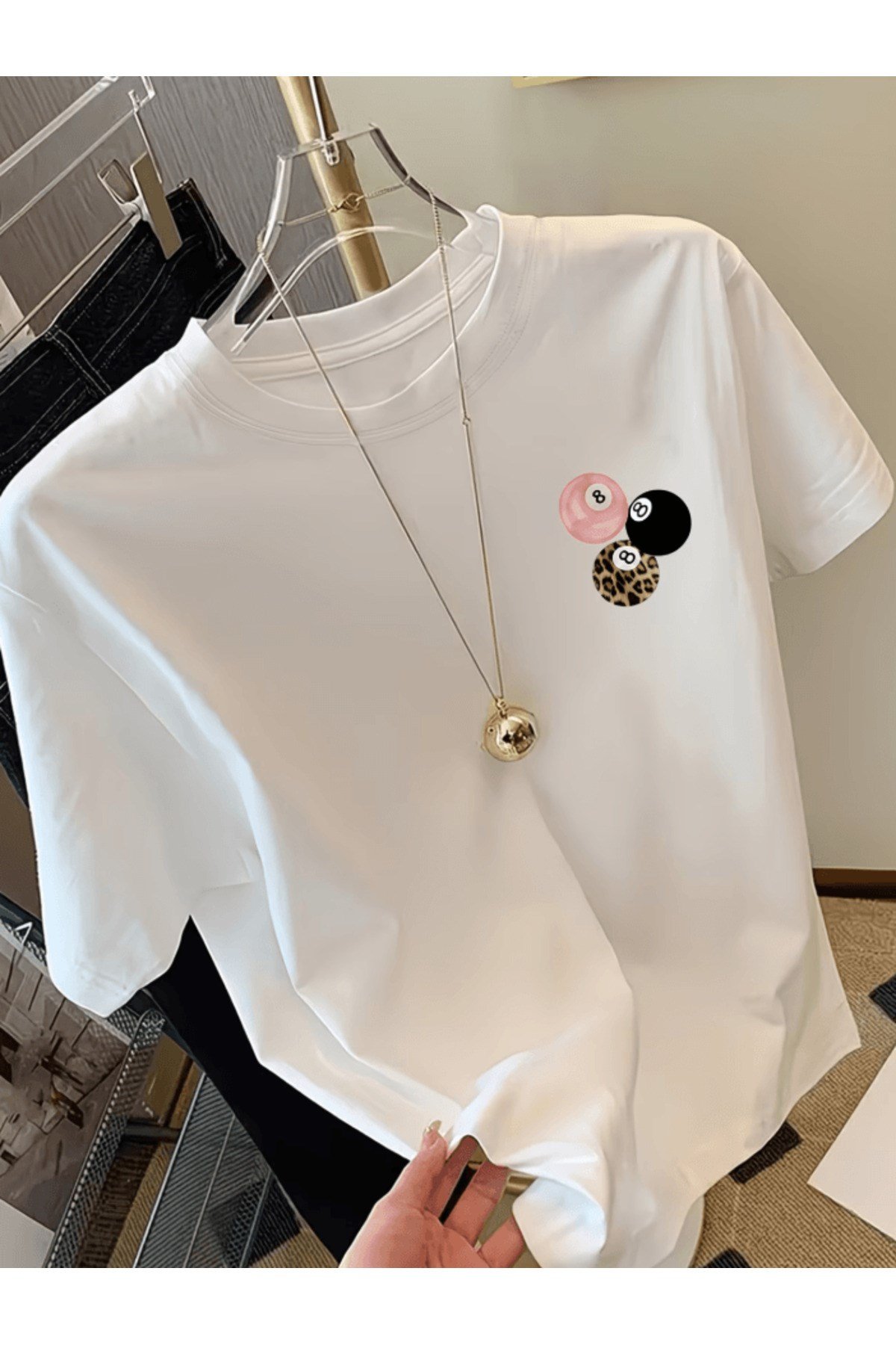 Mini Bilardo Baskılı Premium Oversize T-shirt