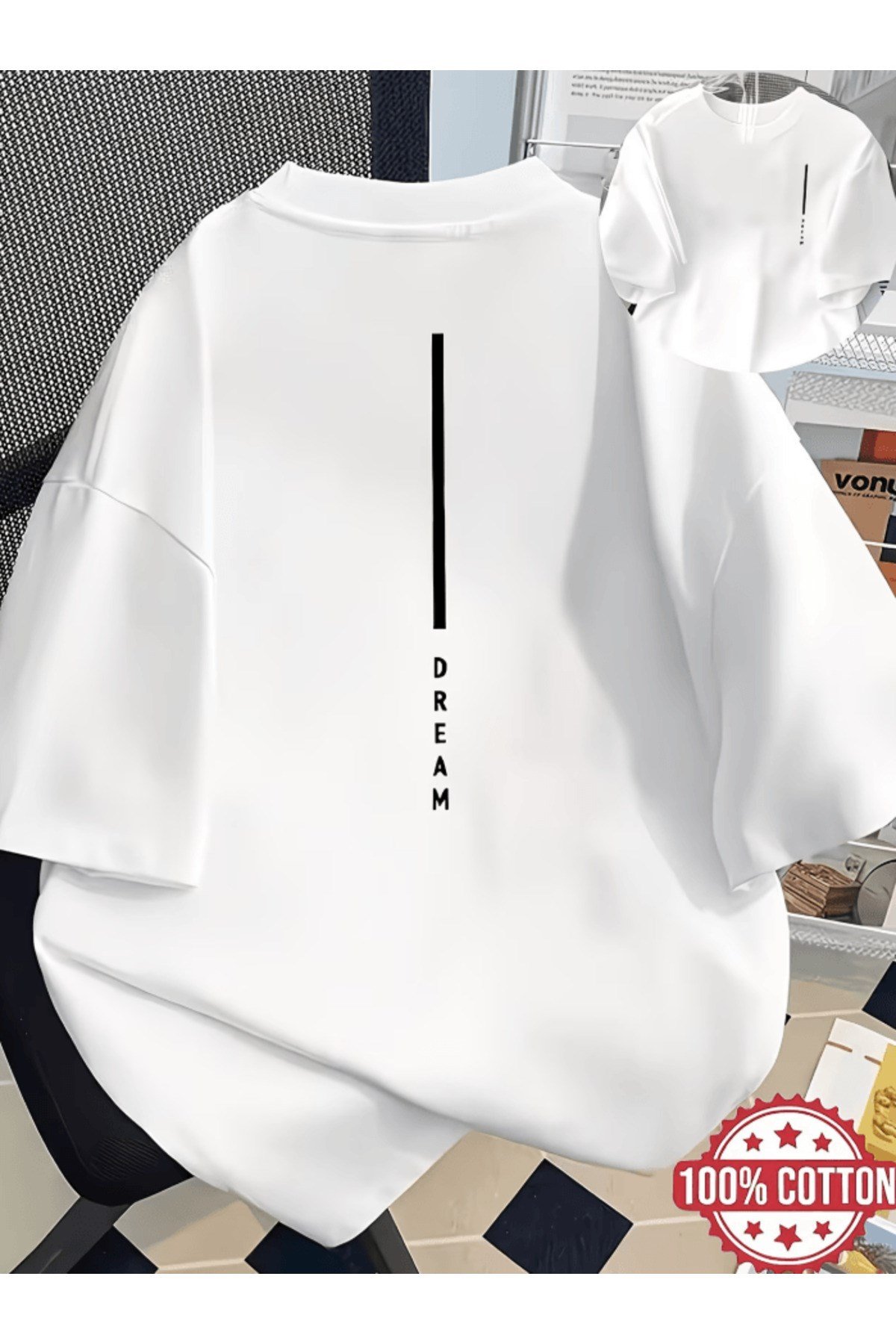 Mini Dream Dikey Çift Taraf Baskılı Premium Oversize T-shirt