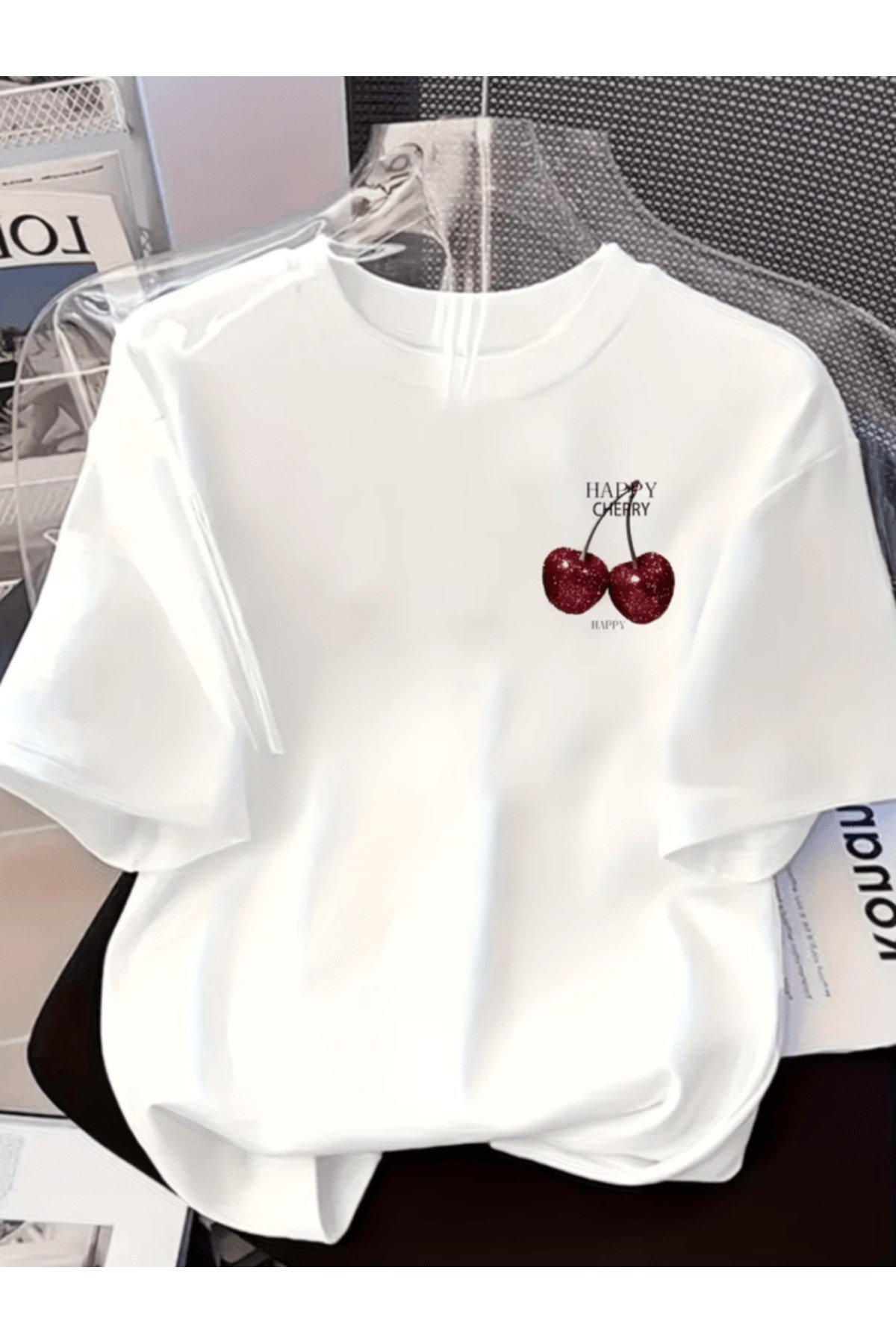 Mini Happy Cherry Baskılı Premium Oversize T-shirt