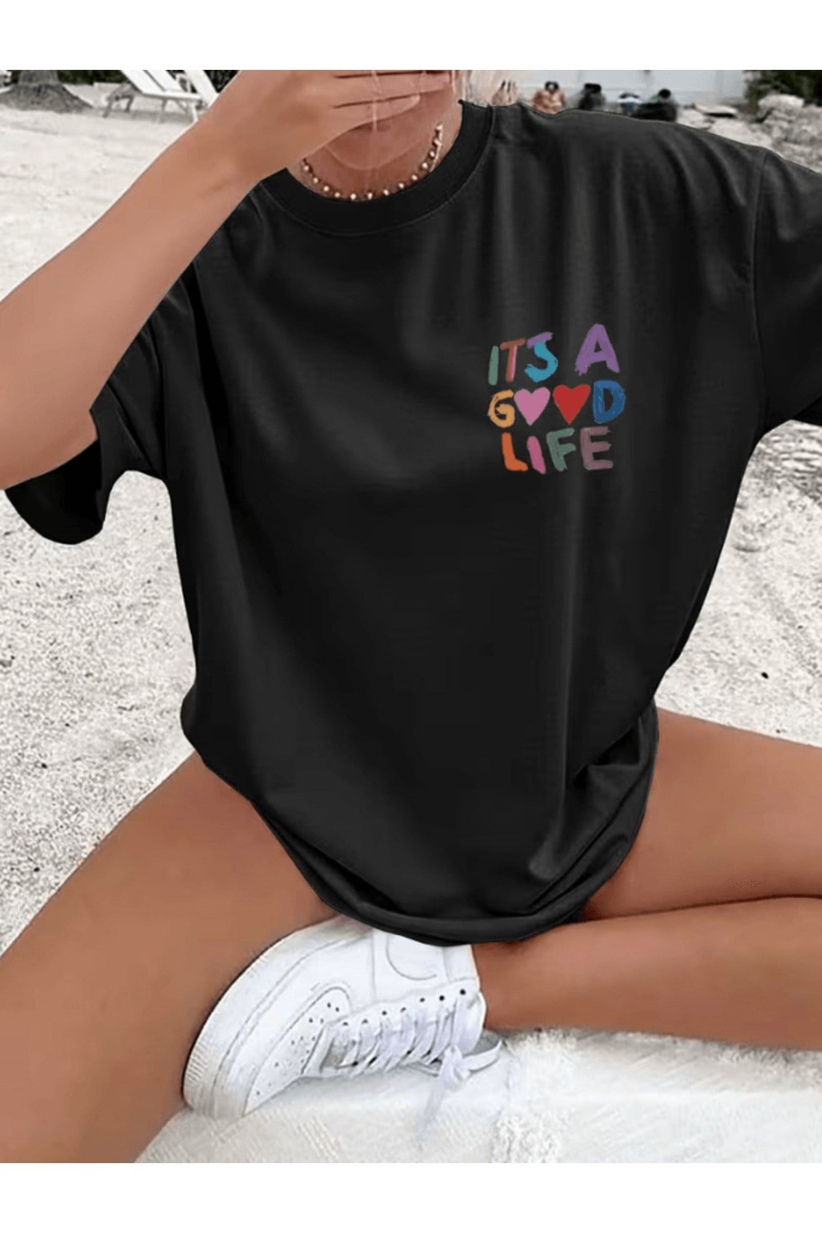 Mini It's A Good Life Baskılı Premium Oversize T-shirt