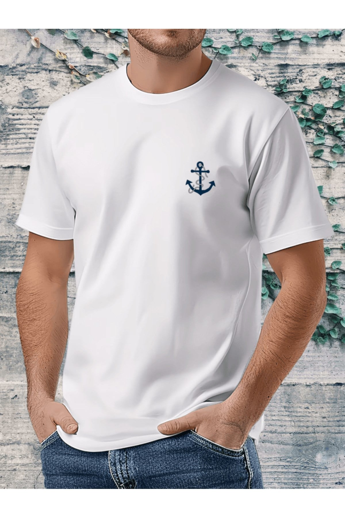Mini Mavi Çapa Baskılı Premium Oversize T-shirt
