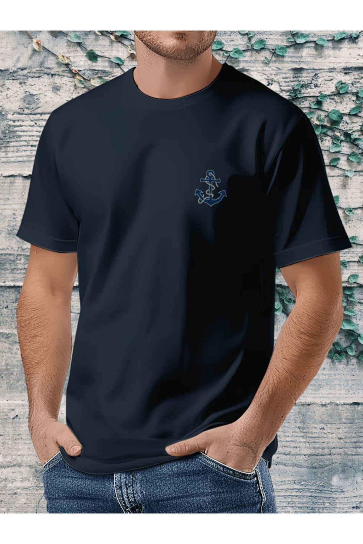 Mini Mavi Çapa Baskılı Premium Oversize T-shirt