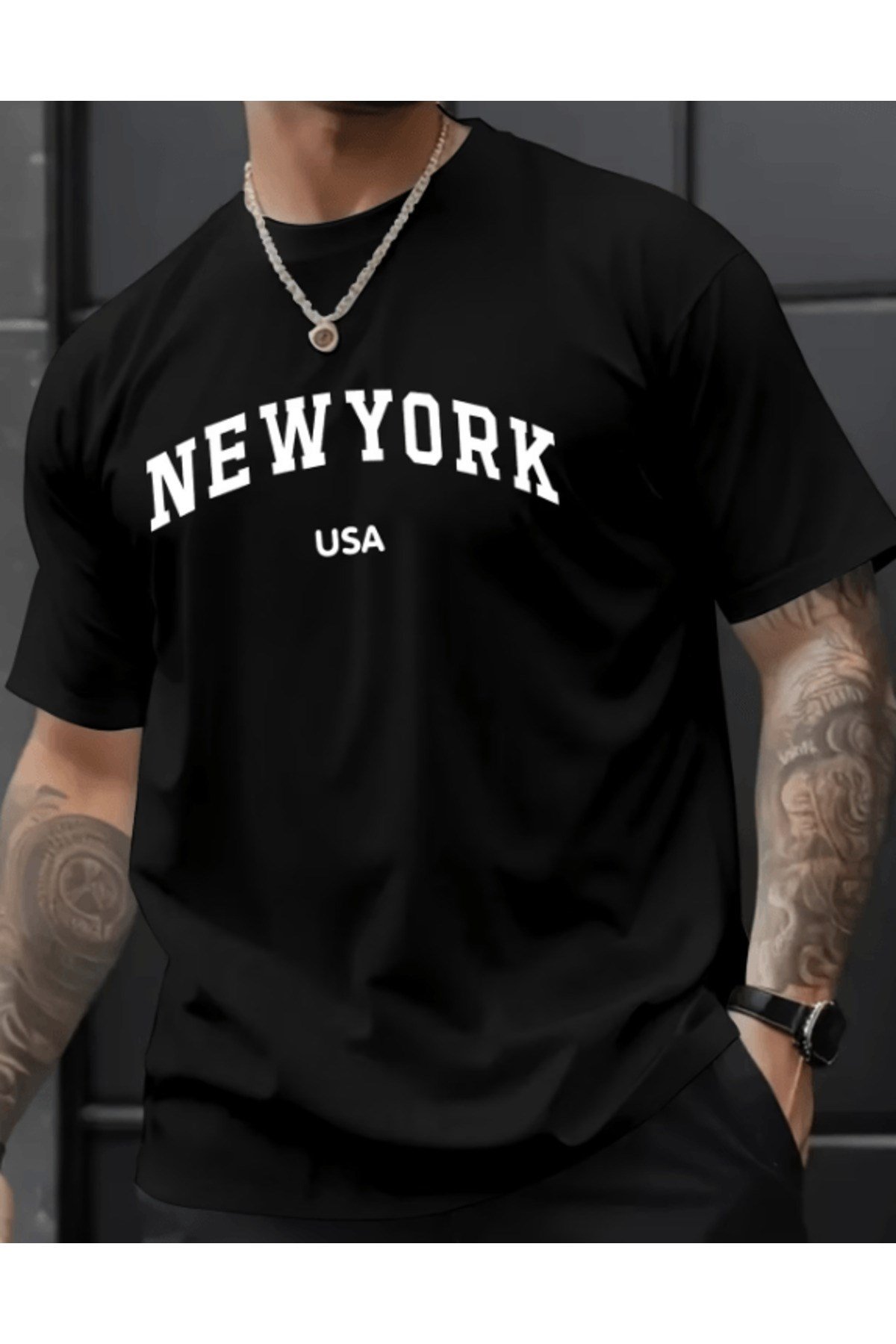 New York Usa Baskılı Premium Oversize T-shirt