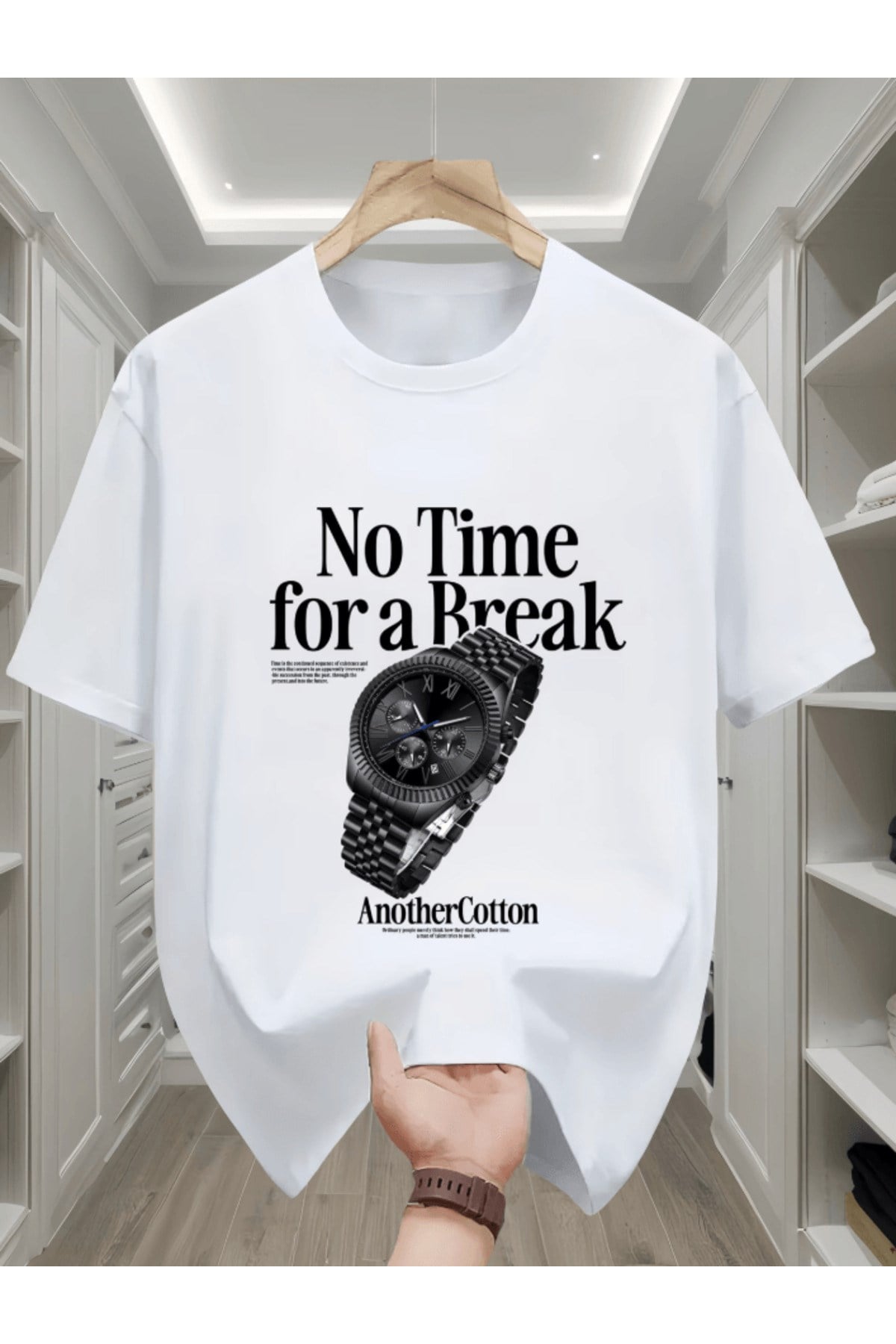 No Time For A Break Baskılı Premium Oversize T-shirt