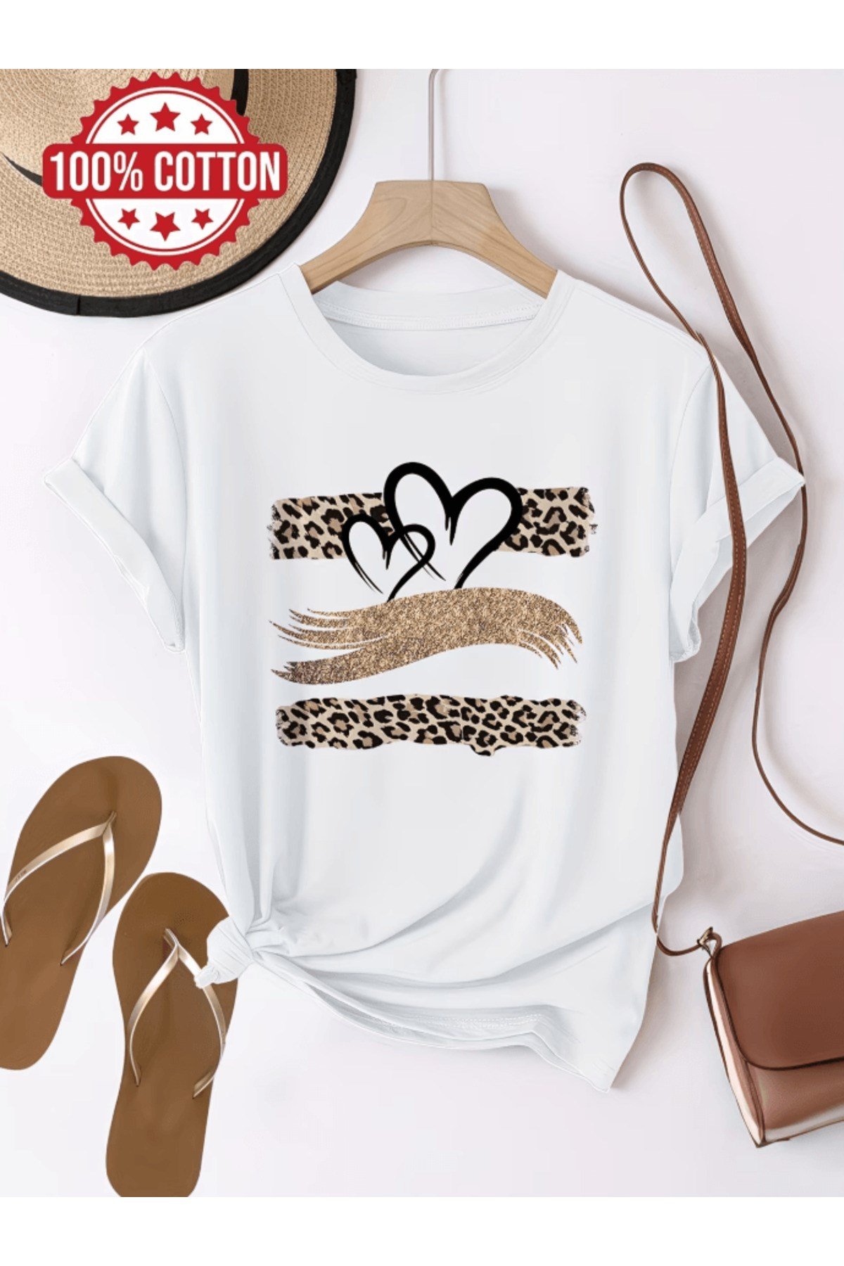Özel Leopar Baskılı Premium Oversize T-shirt