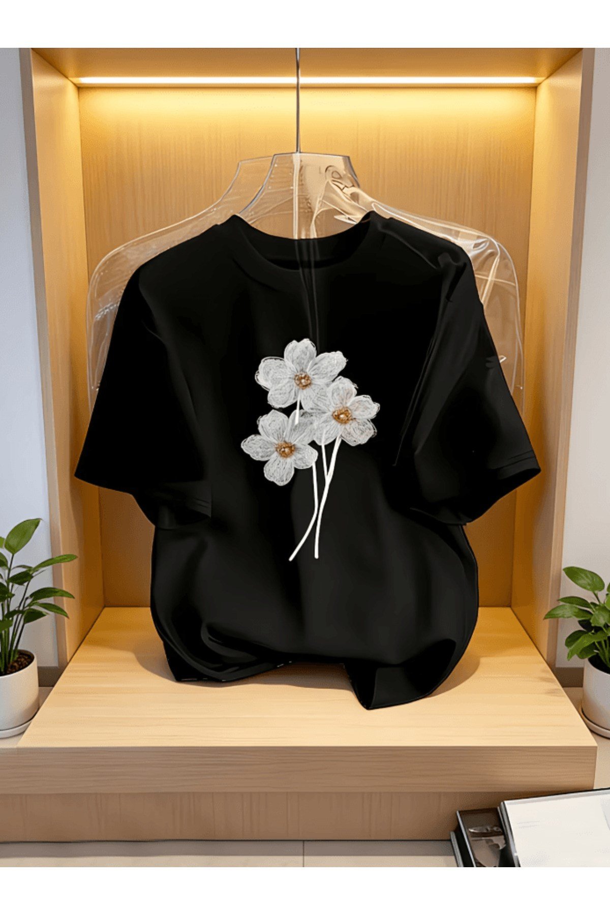 Papatya Buket Baskılı Premium Oversize T-shirt