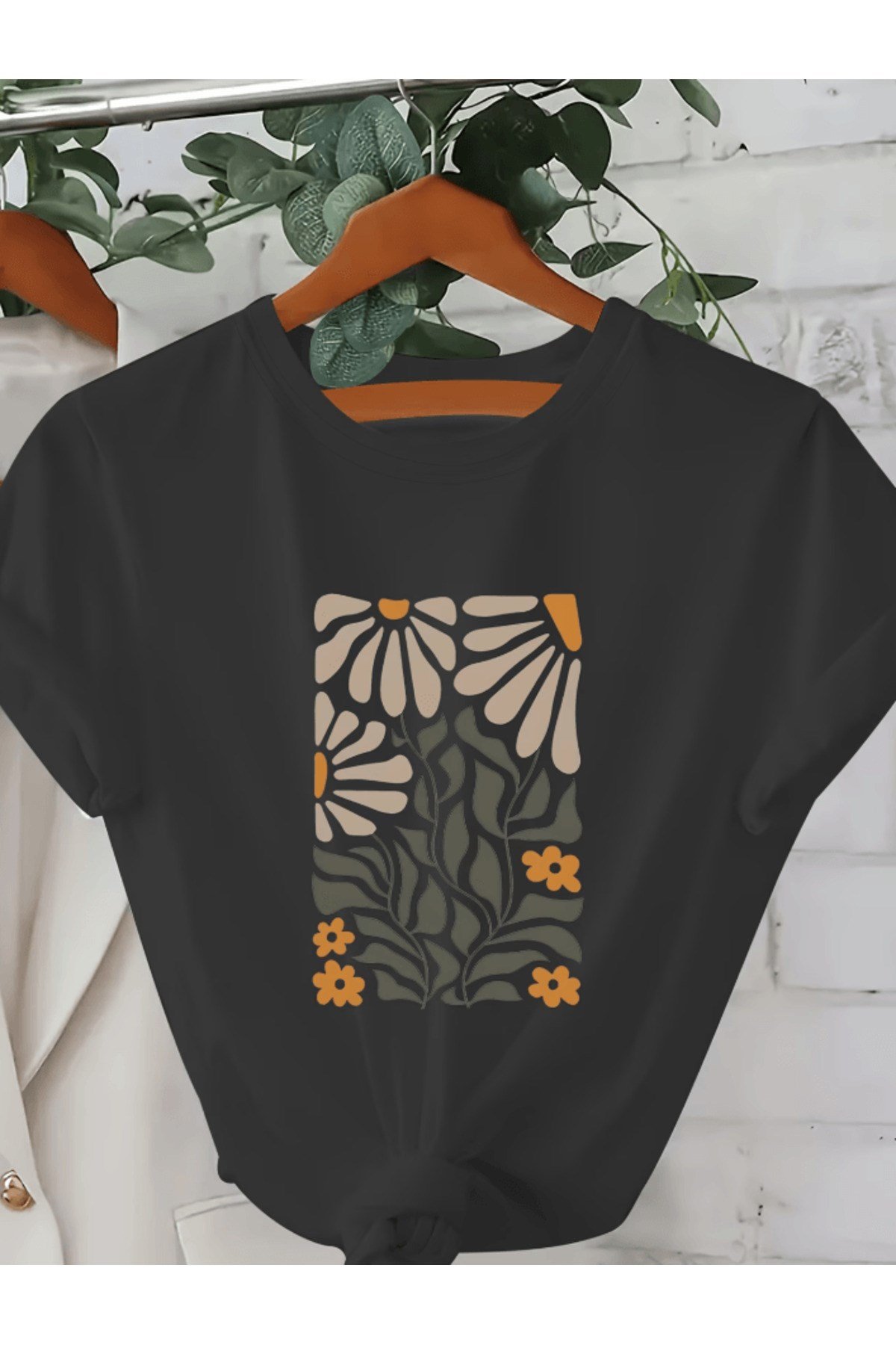 Papatya Desen Baskılı Premium Oversize T-shirt
