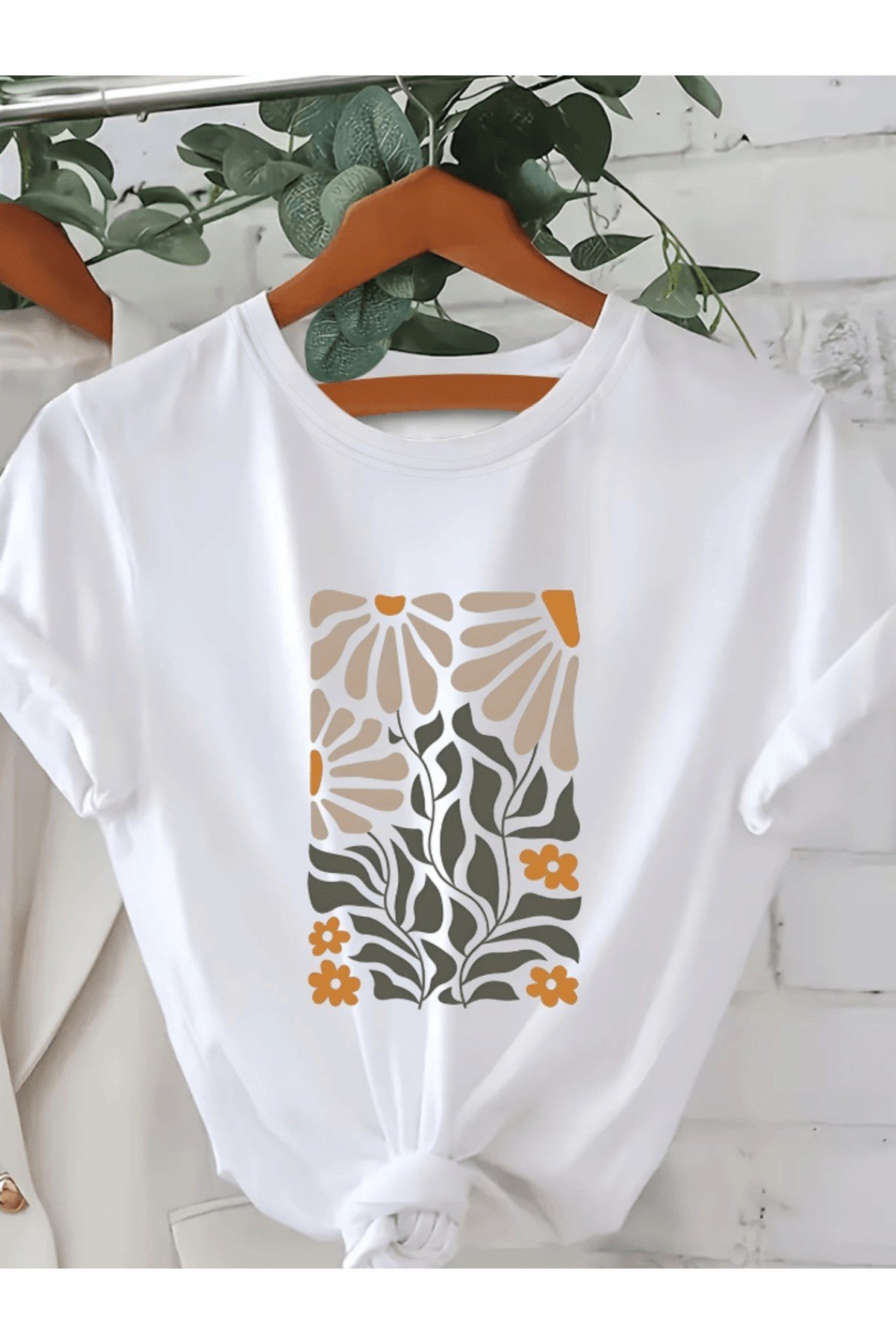 Papatya Desen Baskılı Premium Oversize T-shirt