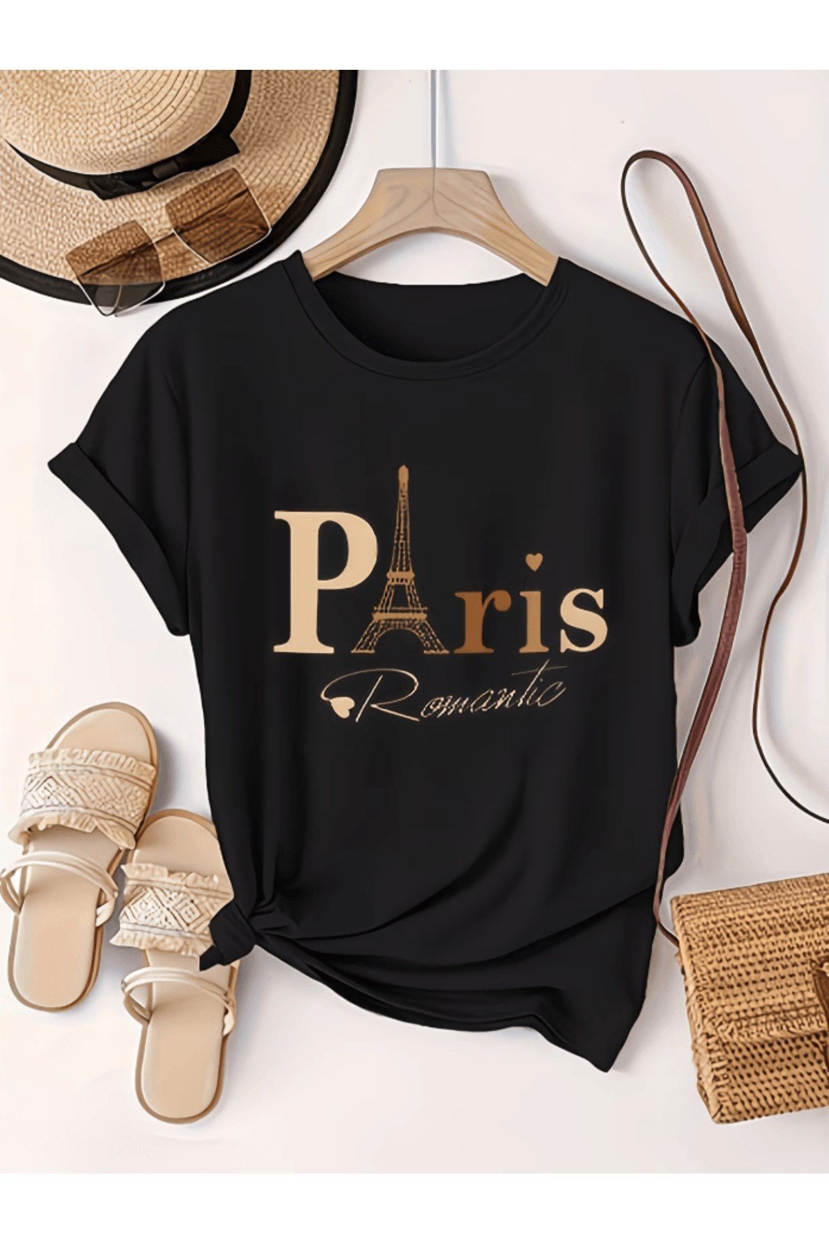 Paris Romantic Baskılı Premium Oversize T-shirt