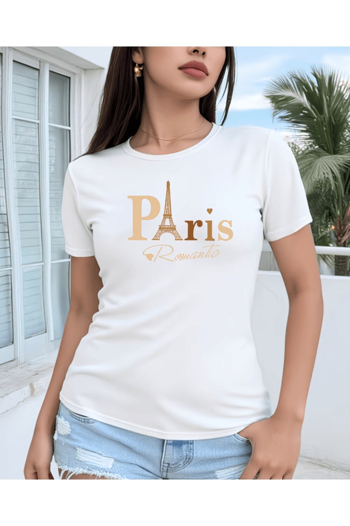 Paris Romantic Baskılı Premium Oversize T-shirt