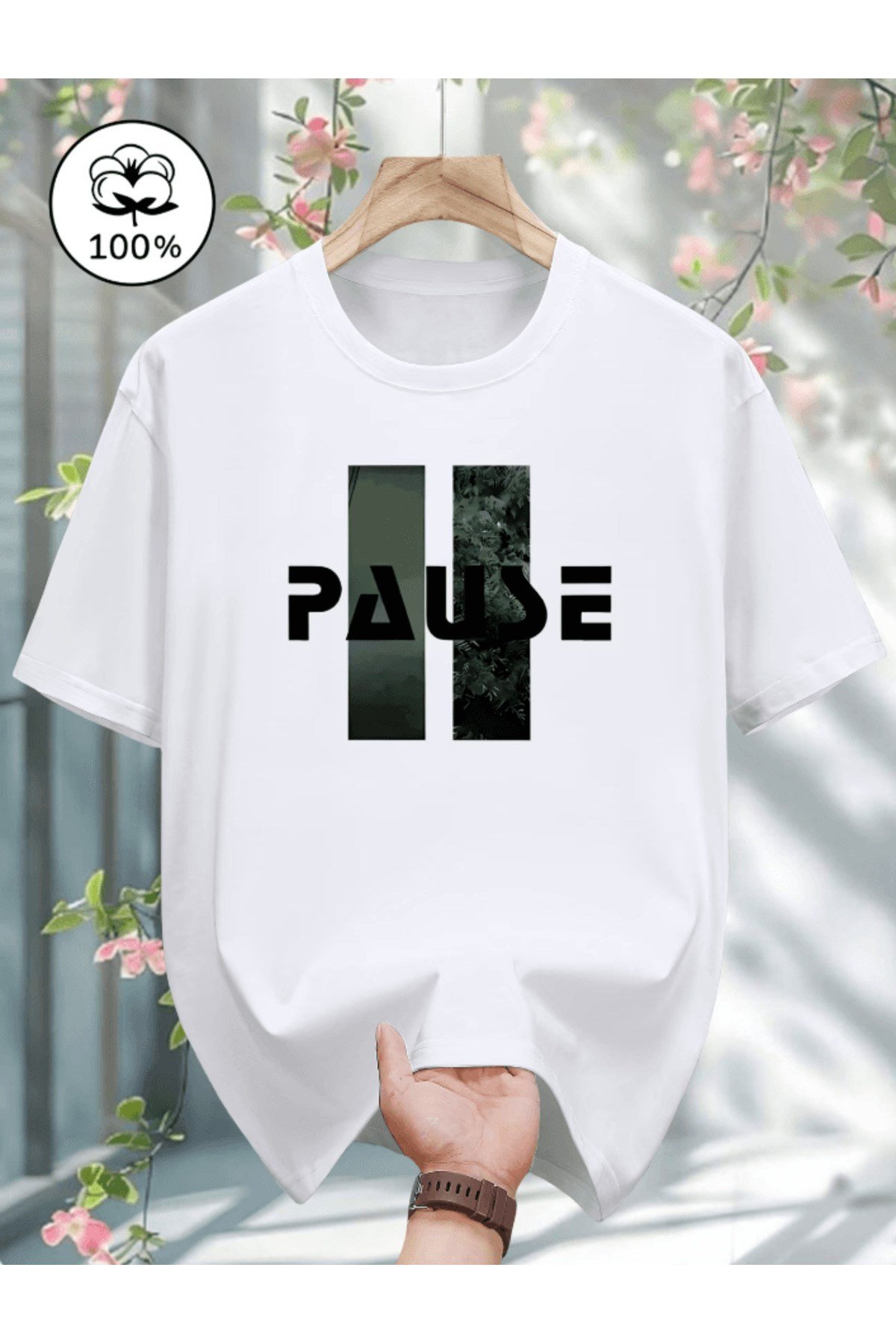 Pause Tasarım Baskılı Premium Oversize T-shirt