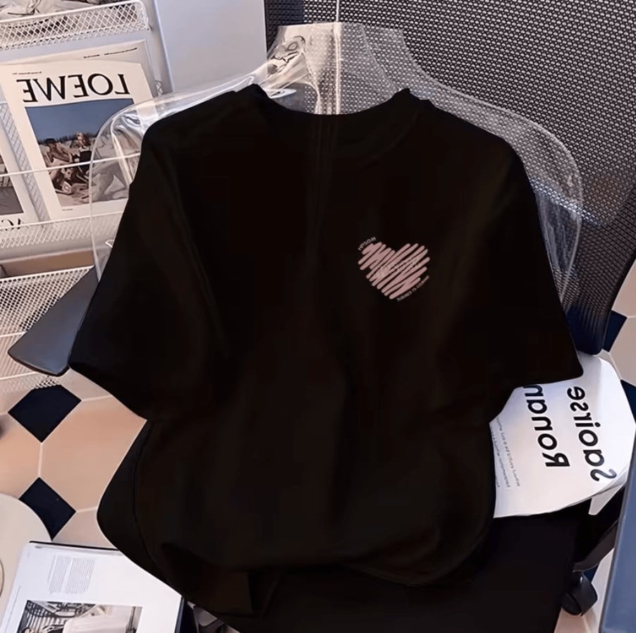 Pembe Çizgili Özel Tasarım Baskılı Premium Oversize T-shirt