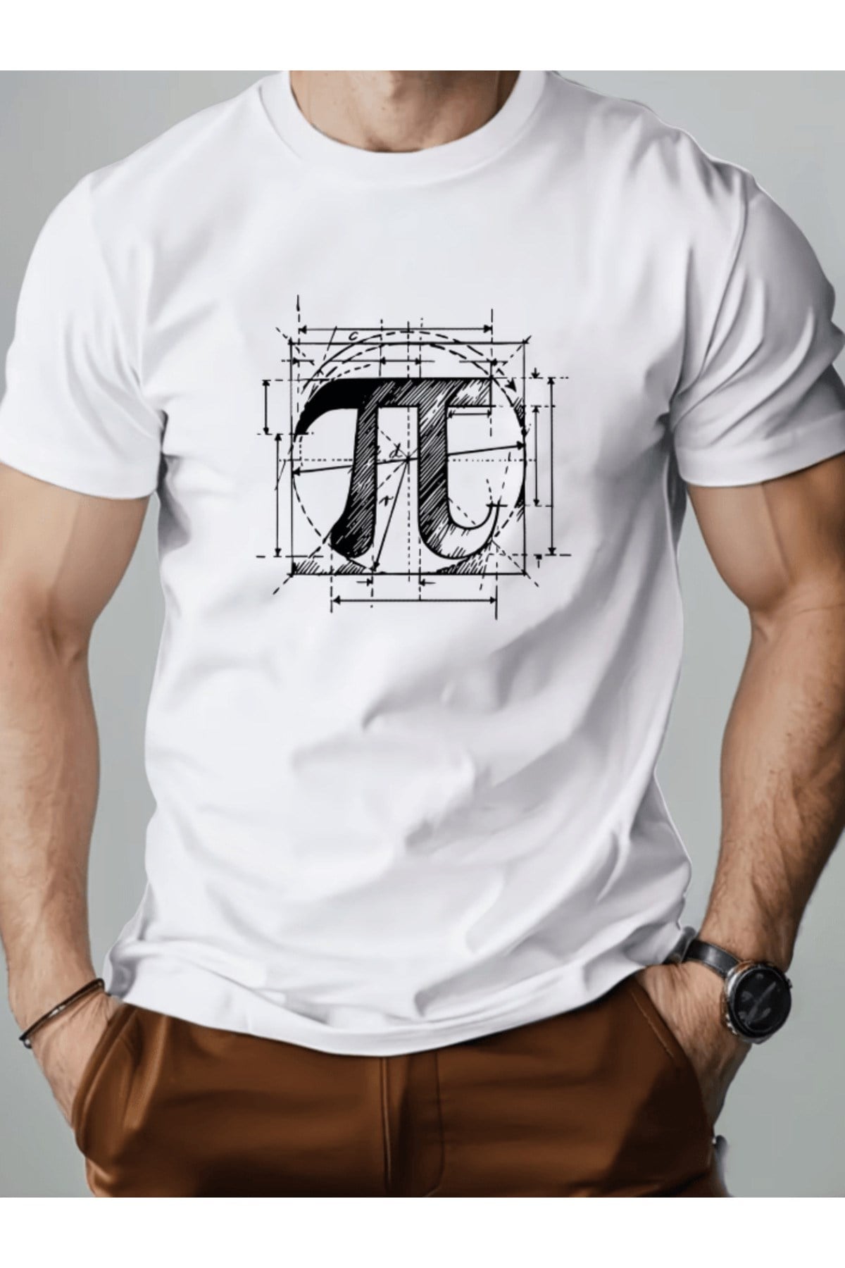 Pi Desen Baskılı Premium Oversize T-shirt