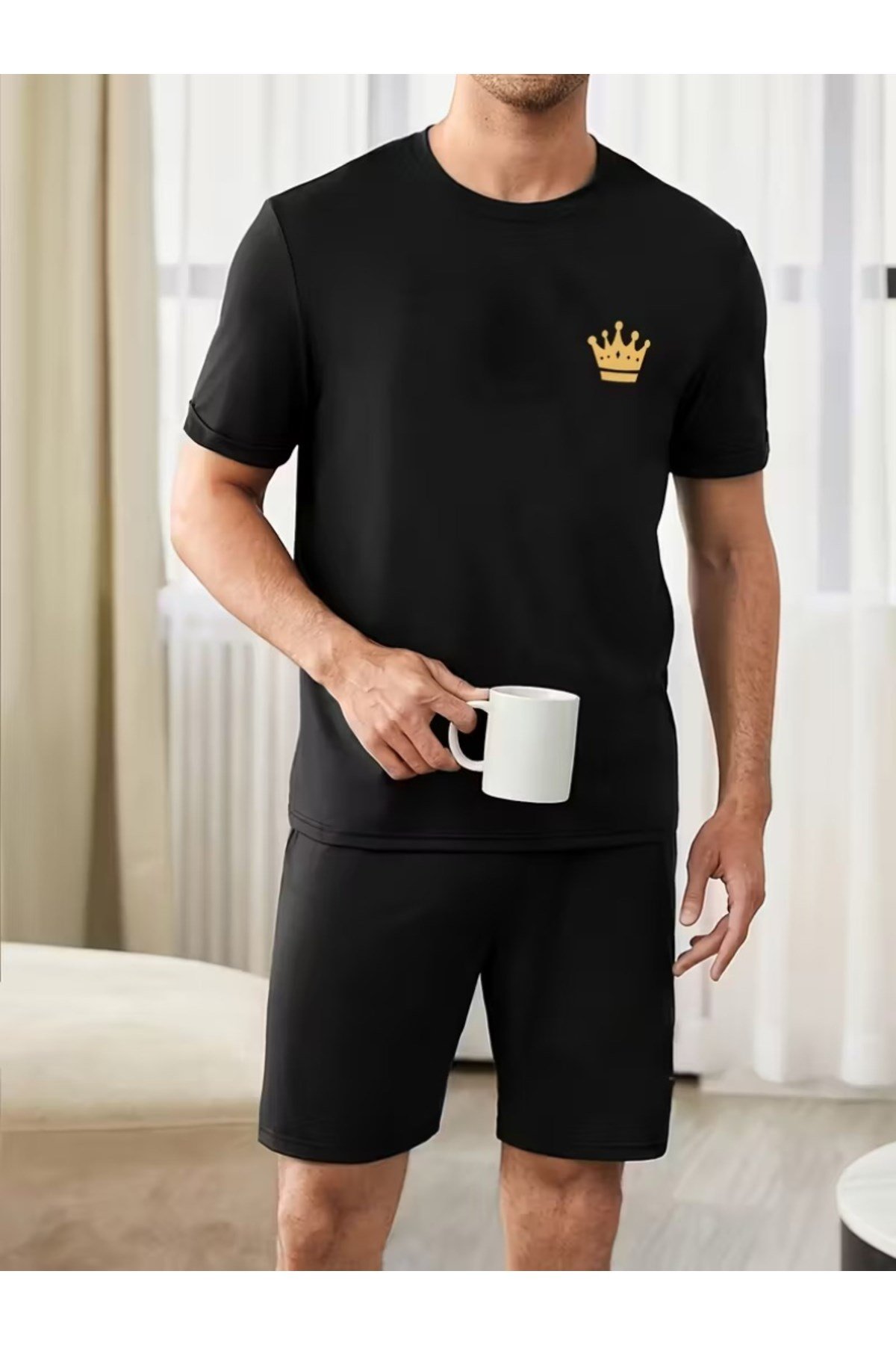 Queen Ve King Yazılı Çift Taraflı Eşleşen Çift Sevgili Kombini Basic Regular T-shirt %100 Pamuk