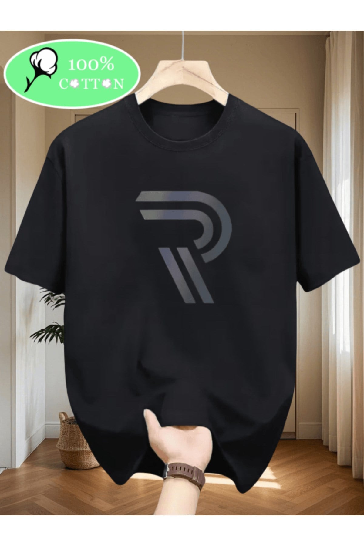 R Harf Baskılı Premium Oversize T-shirt