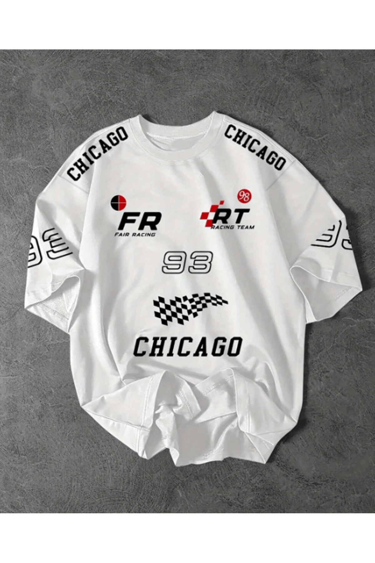 Racing Tasarım Baskılı Premium Oversize T-shirt