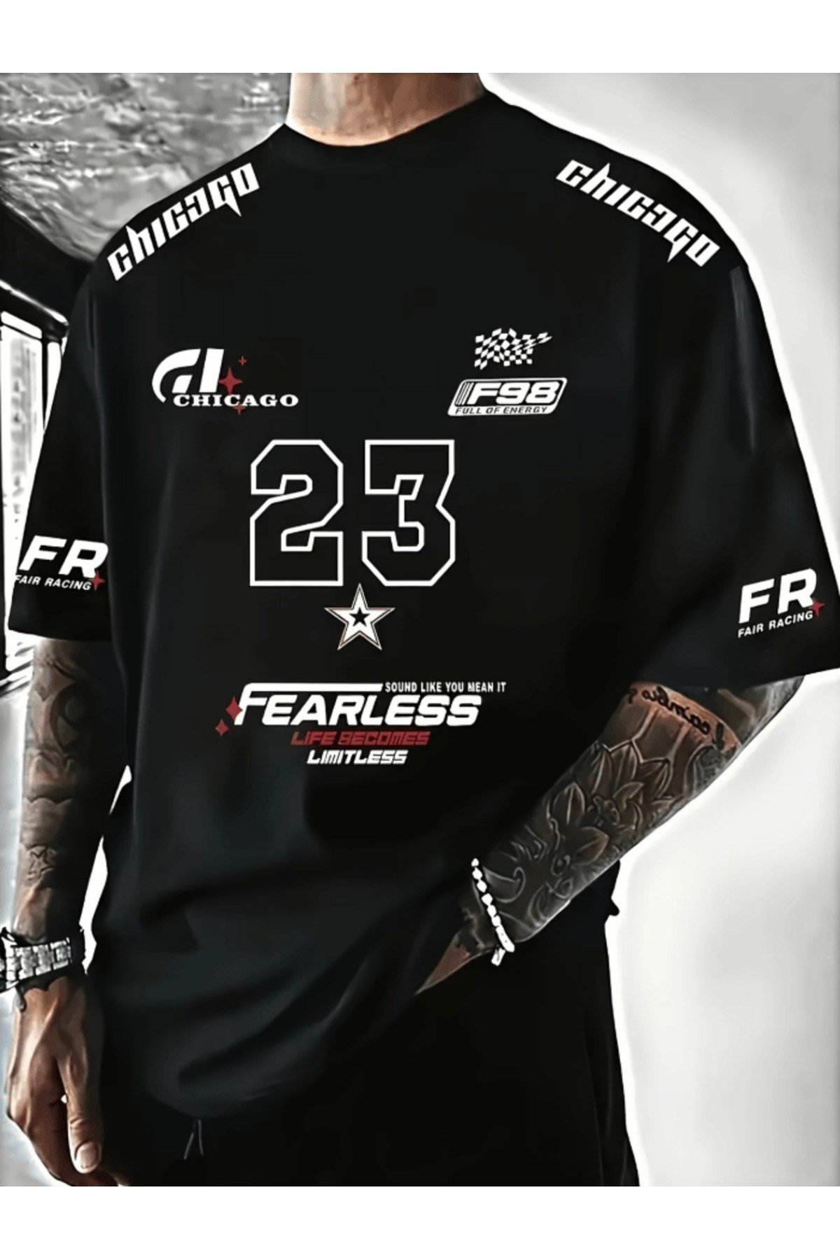 Racing Tema Baskılı Premium Oversize T-shirt