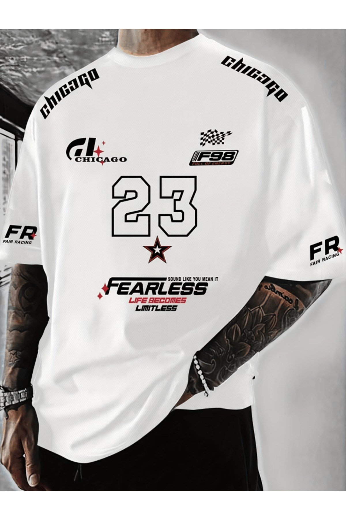 Racing Tema Baskılı Premium Oversize T-shirt