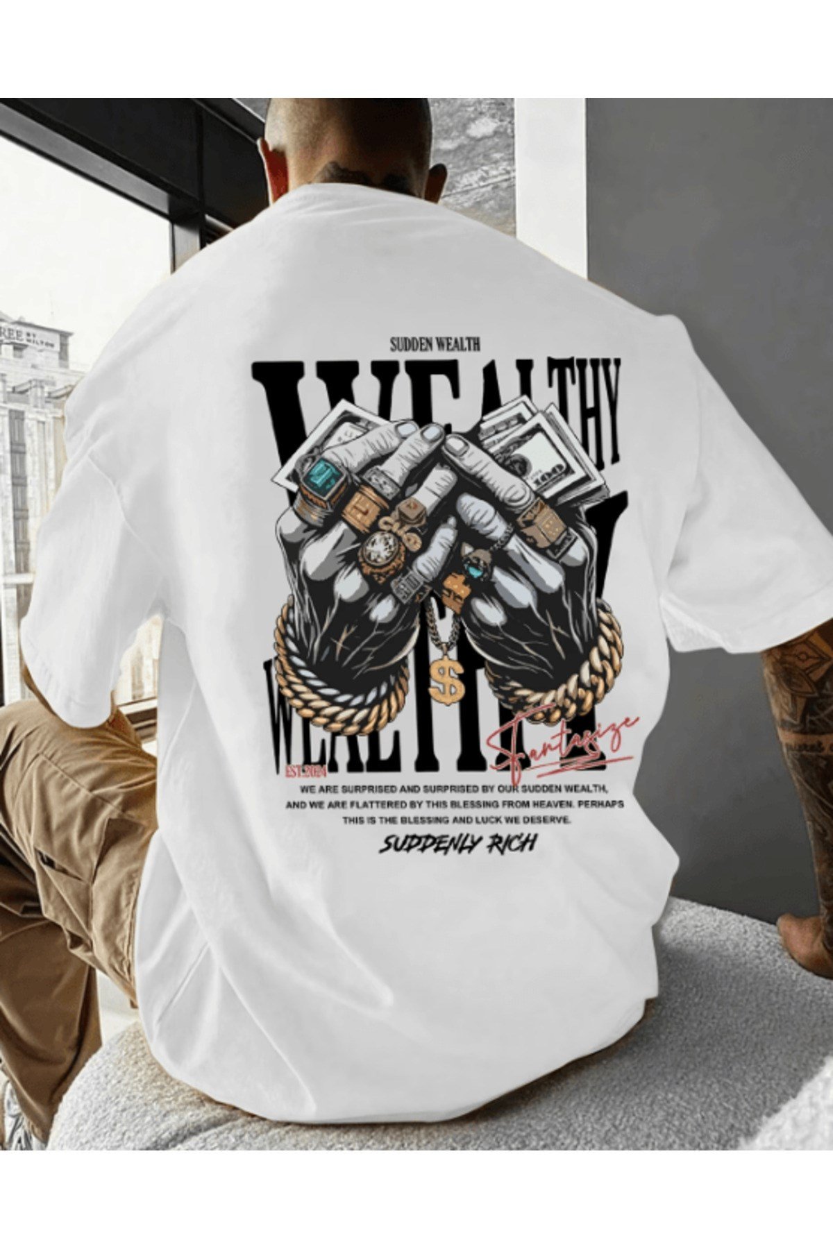 Rich Grafiti Baskılı Premium Oversize T-shirt