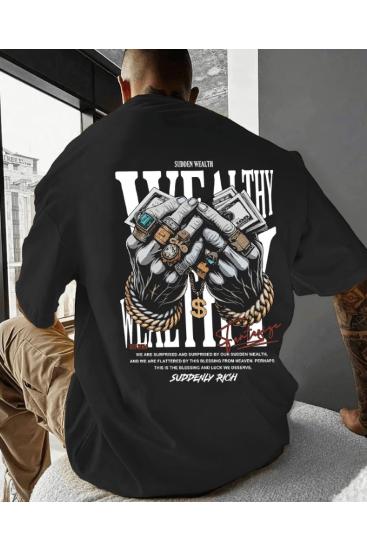 Rich Grafiti Baskılı Premium Oversize T-shirt