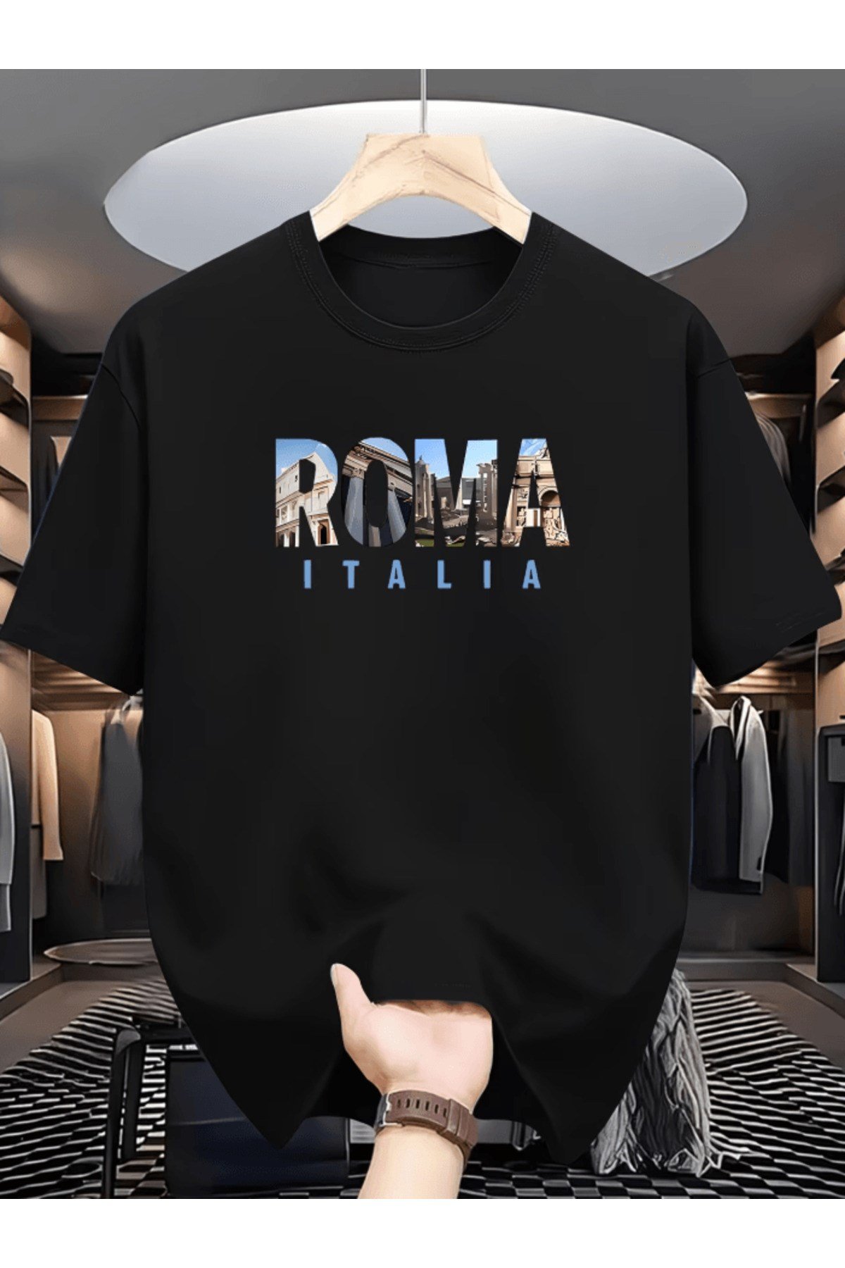 Roma Italıa Baskılı Premium Oversize T-shirt