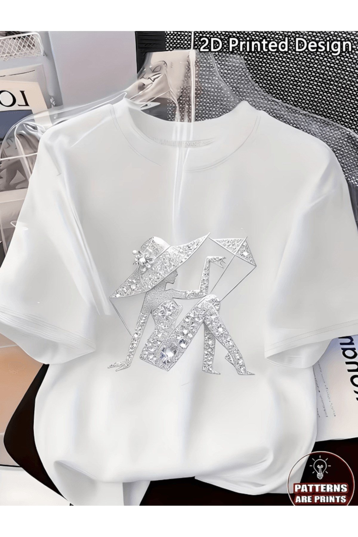 Şemsiyeli Parlak Karakter Baskılı Premium Oversize T-shirt