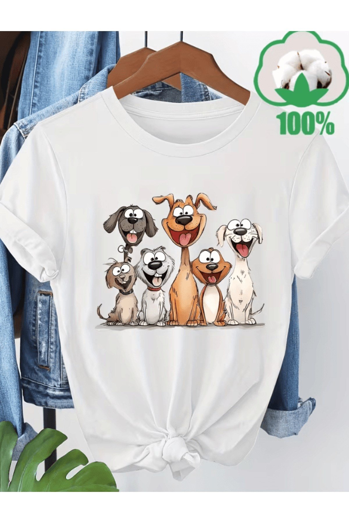Sevimli Cartoon Köpek Baskılı Premium Oversize T-shirt