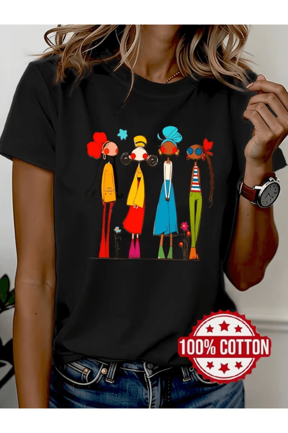 Sevimli Özel Tasarım Karakter Baskılı Premium Oversize T-shirt