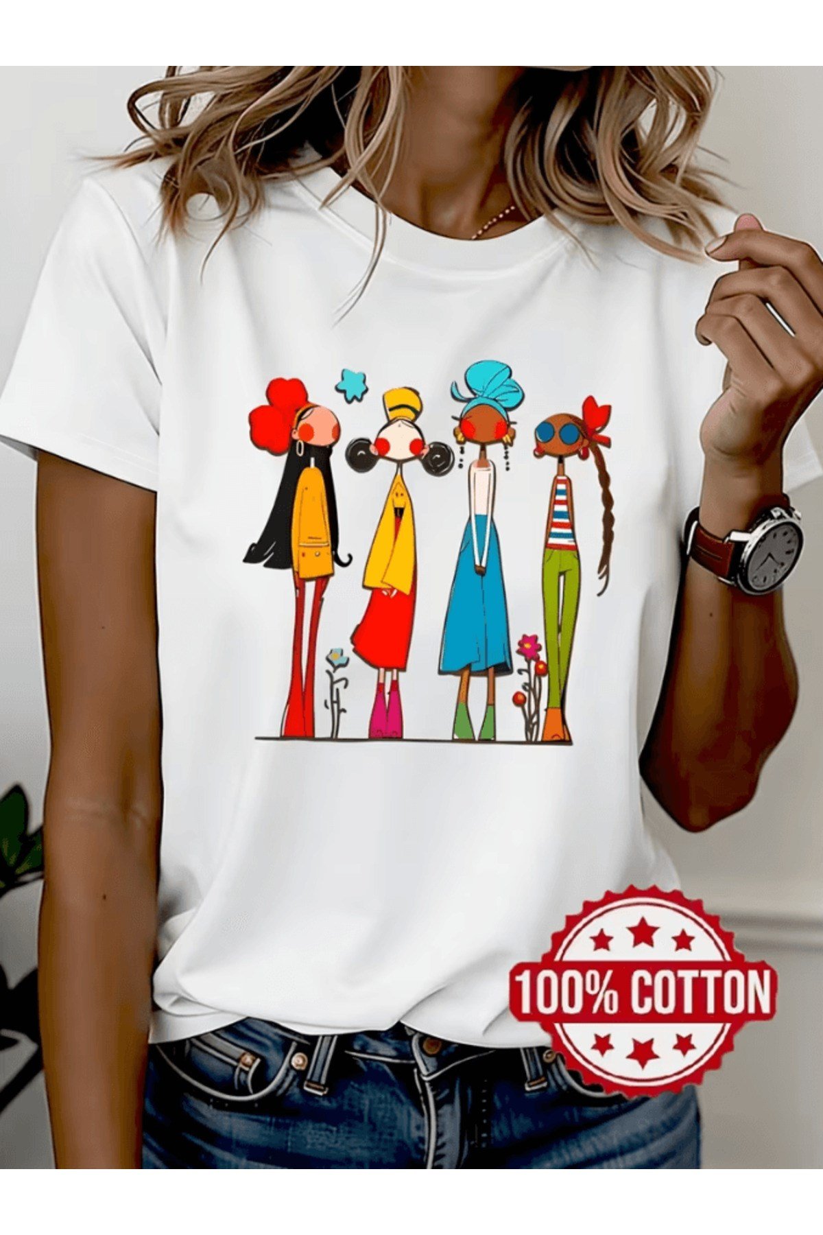 Sevimli Özel Tasarım Karakter Baskılı Premium Oversize T-shirt