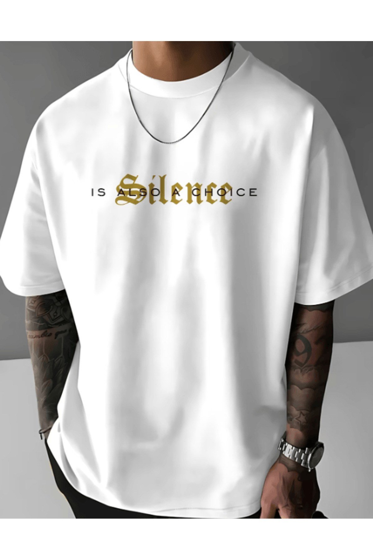 Silence Baskılı Premium Oversize T-shirt
