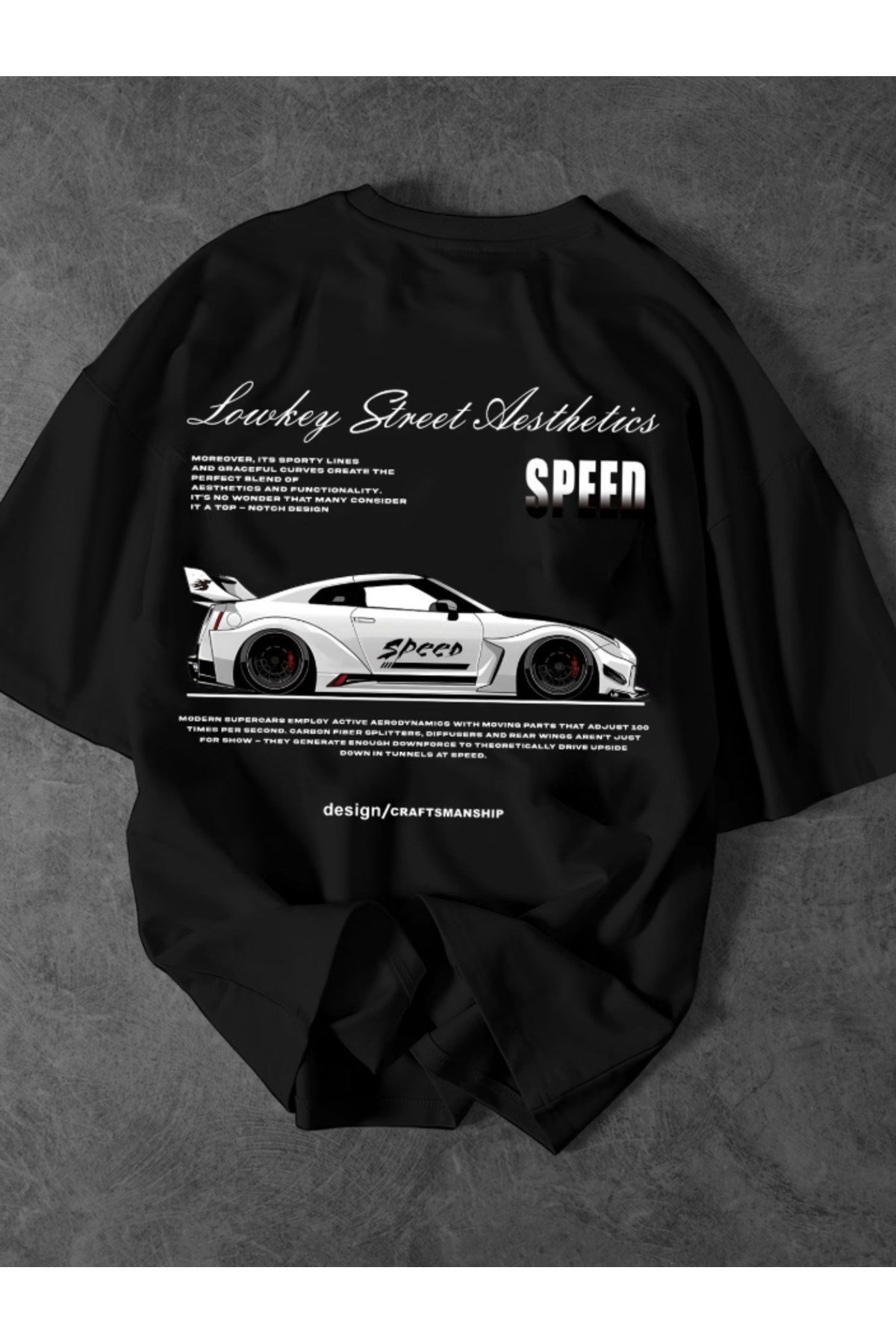 Speed Tasarım Araba Baskılı Premium Oversize T-shirt