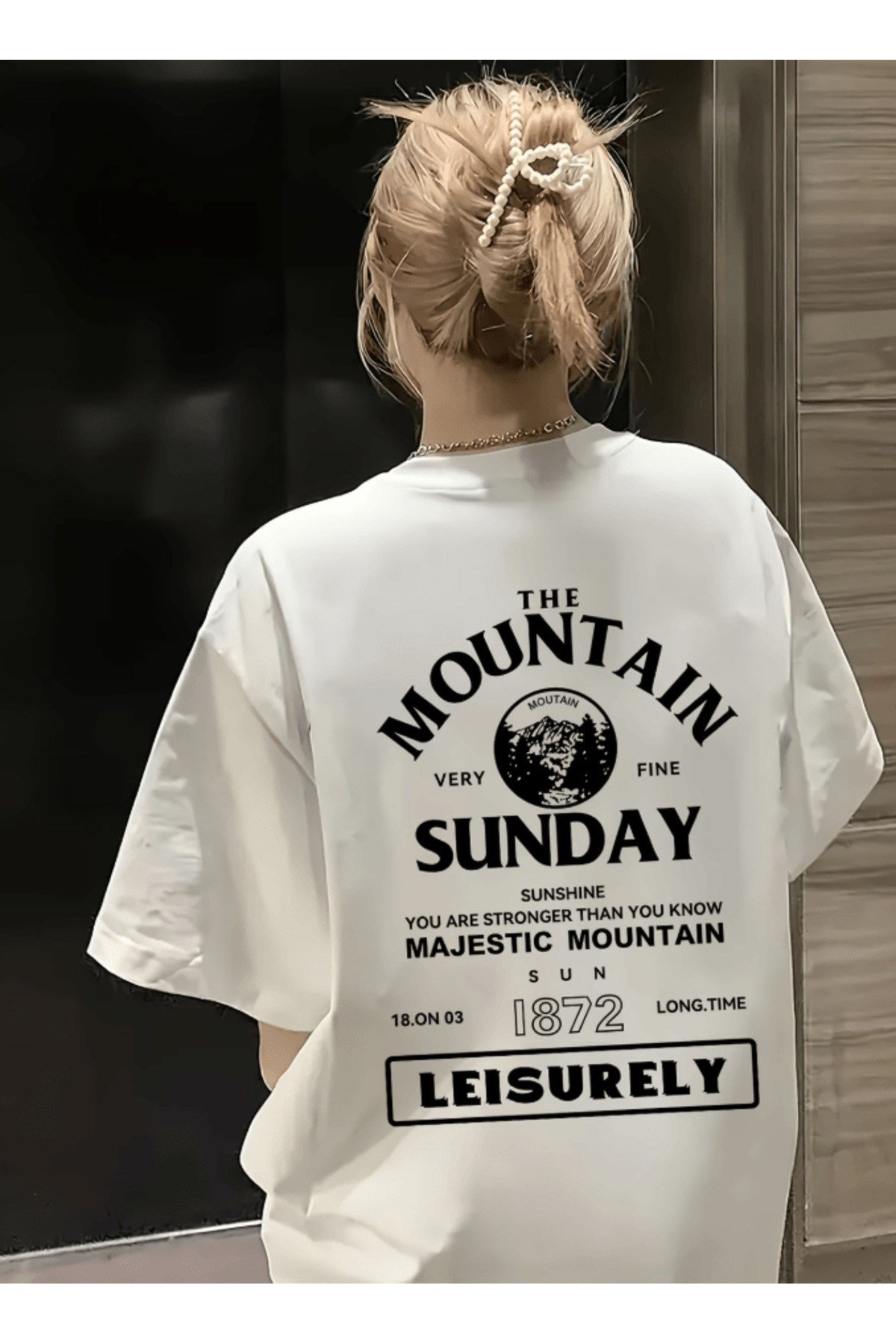 The Mountain Sunday Baskılı Premium Oversize T-shirt