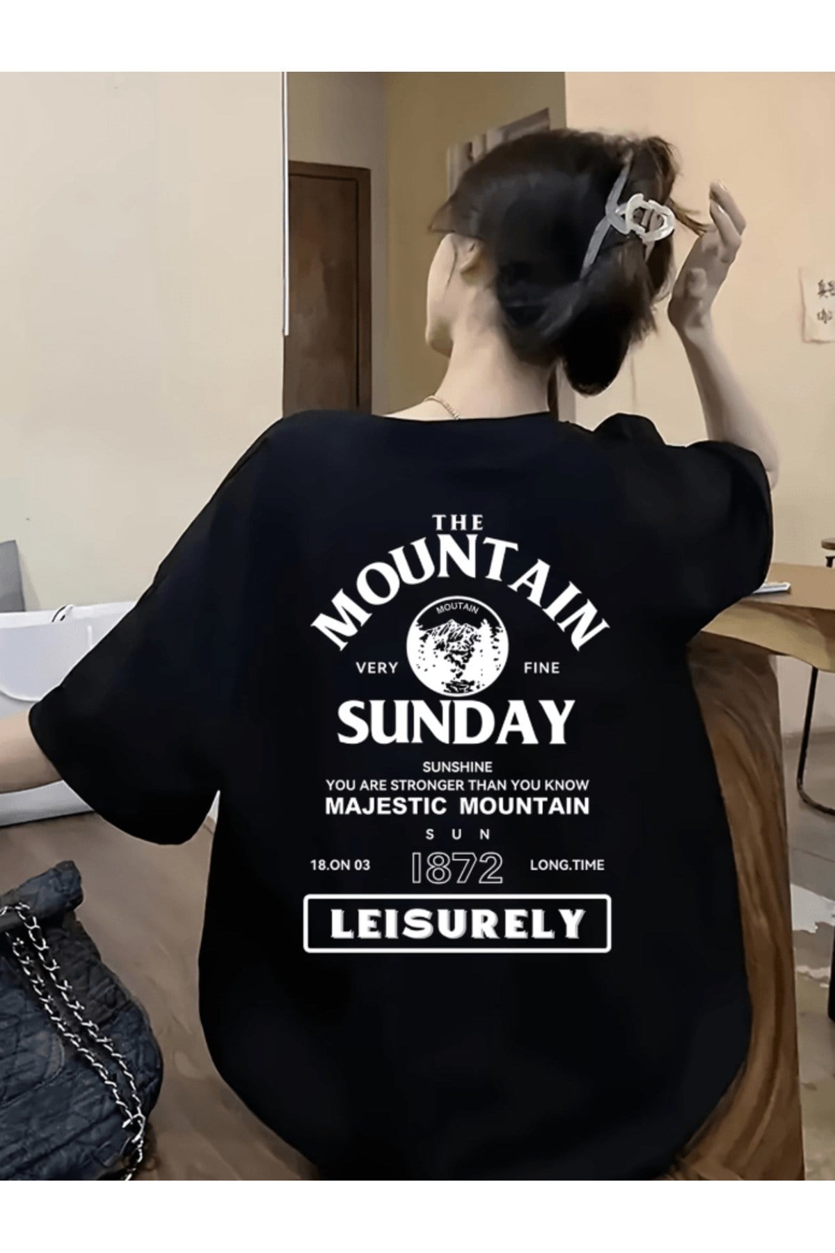 The Mountain Sunday Baskılı Premium Oversize T-shirt