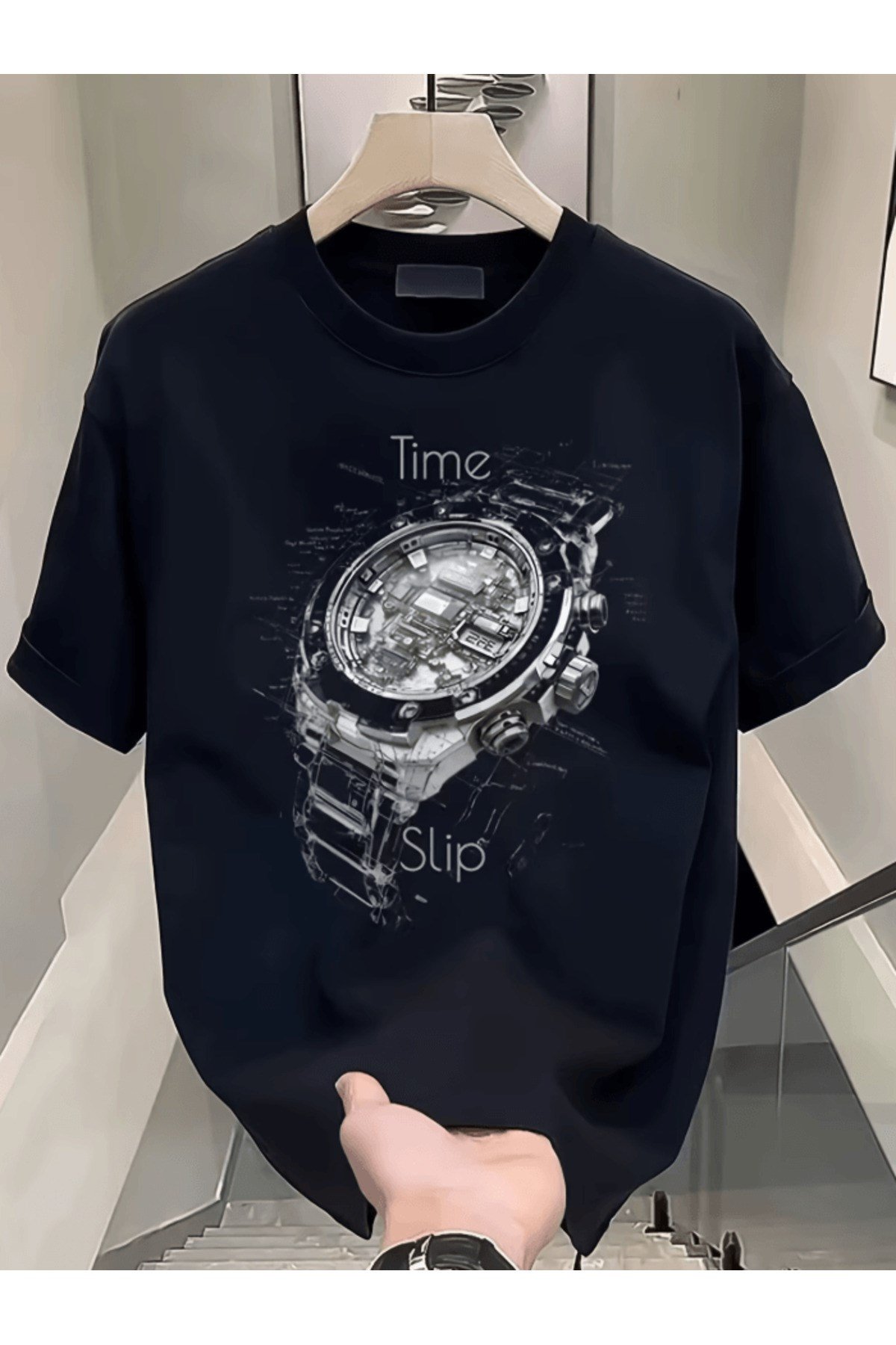 Time Slip Baskılı Premium Oversize T-shirt