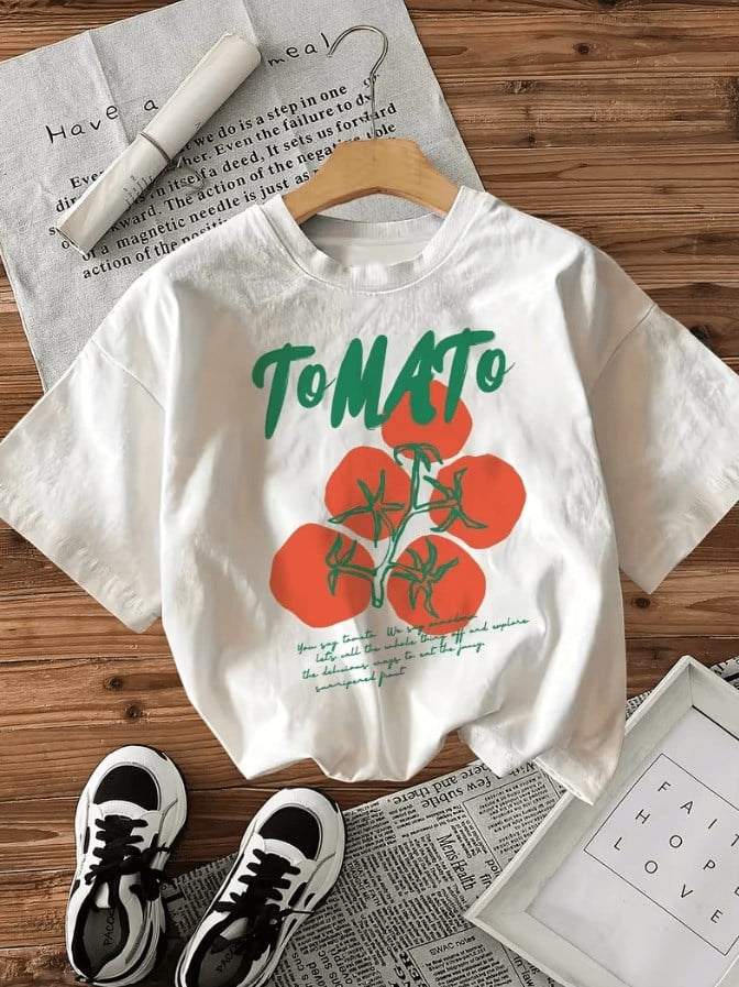 Tomato Domates Baskılı Premium Oversize T-shirt