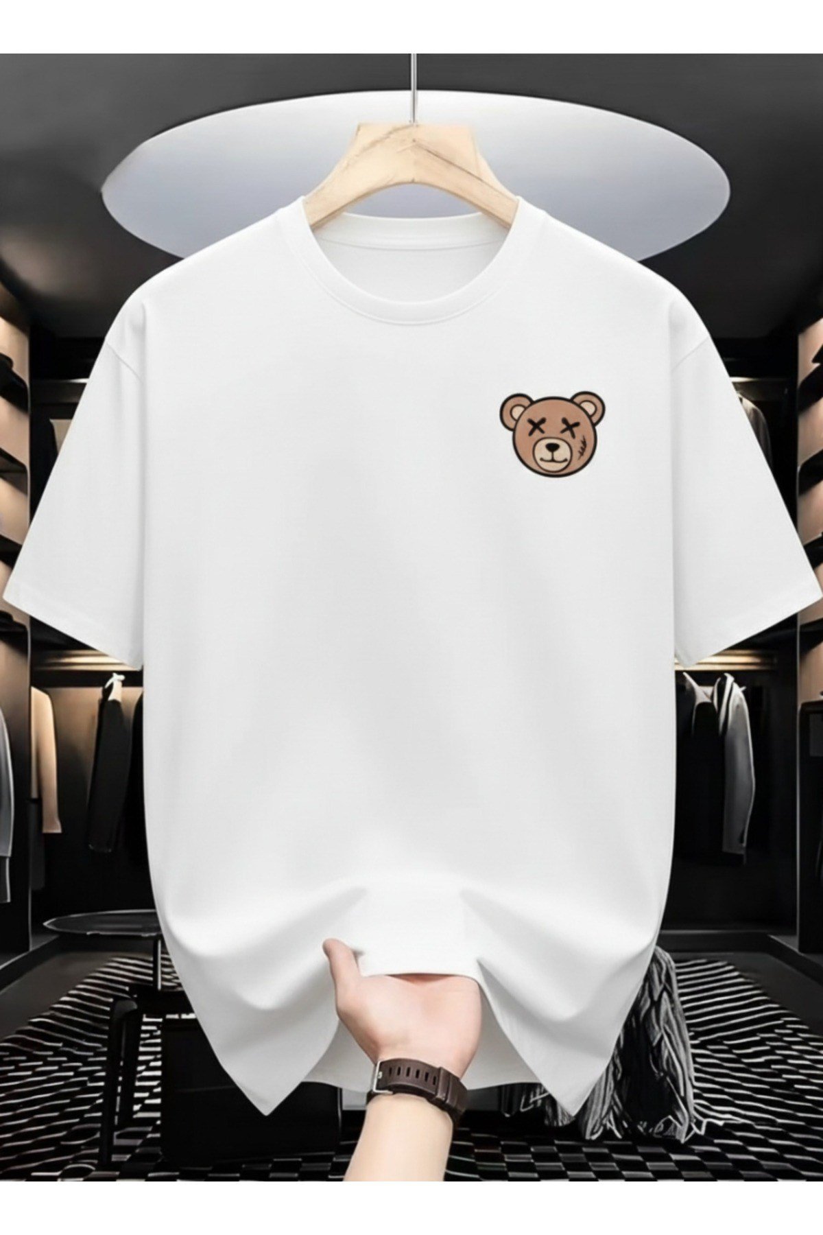 Unisex Bay/ Ayı Tasarım Basic Bisiklet Yaka Regular T-shirt %100 Pamuk