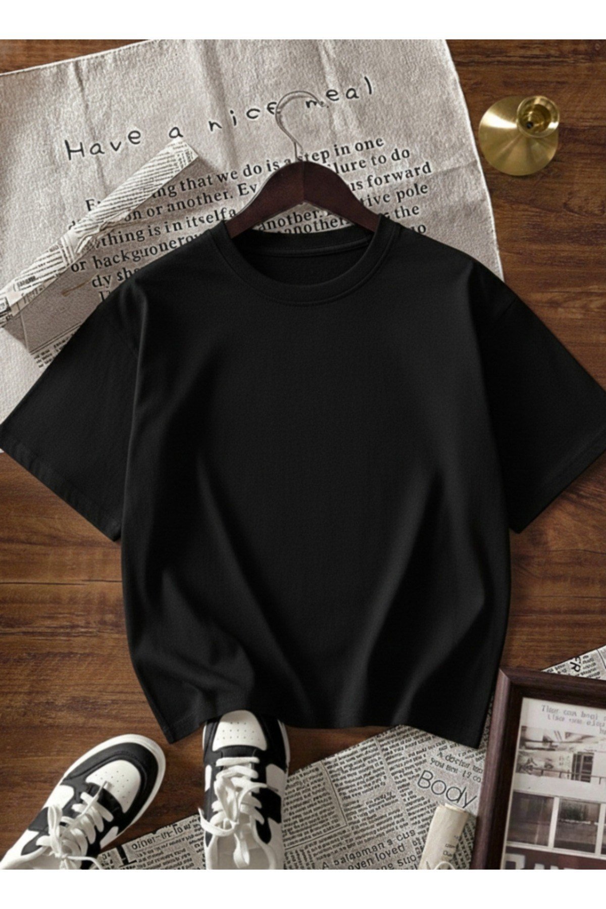 Unisex Bay/ Düz Renk Basic Bisiklet Yaka Regular T-shirt