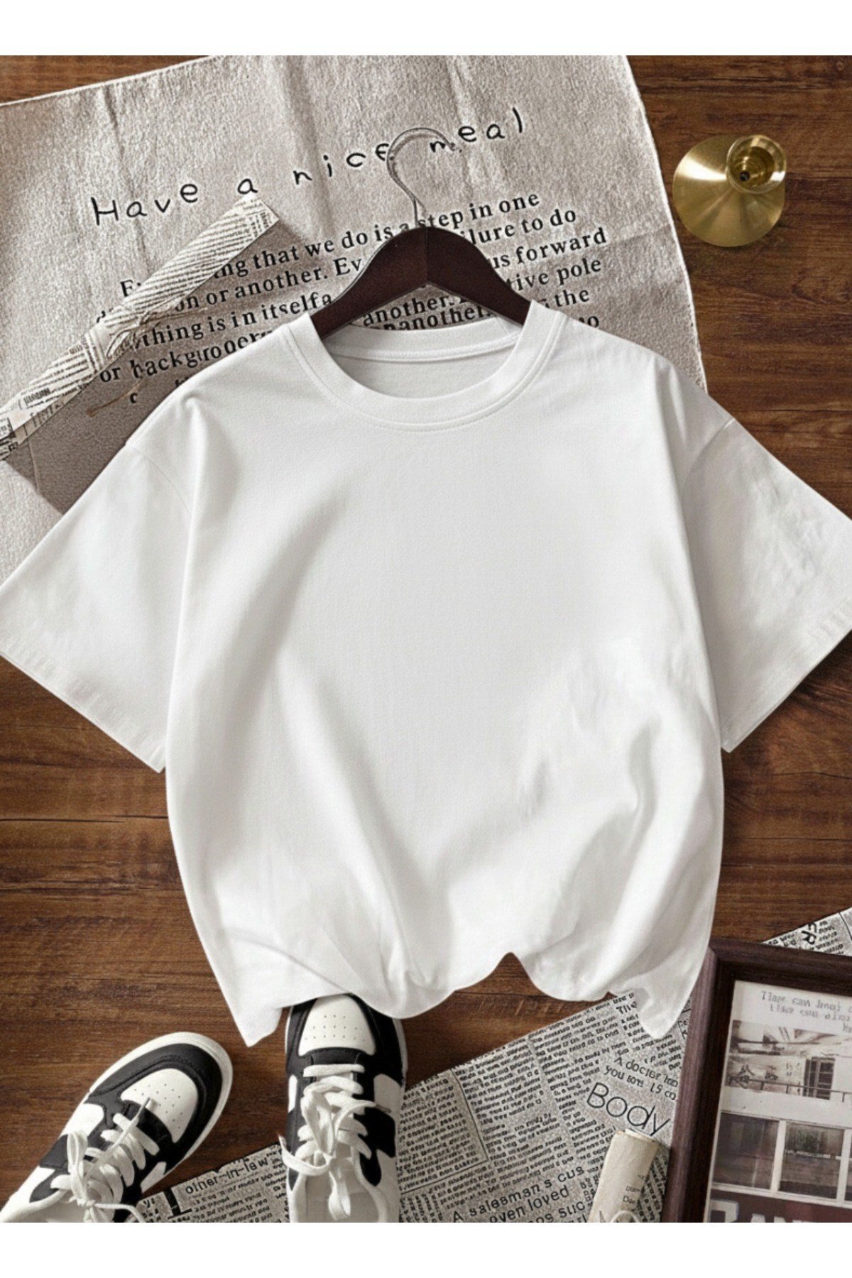 Unisex Bay/ Düz Renk Basic Bisiklet Yaka Regular T-shirt
