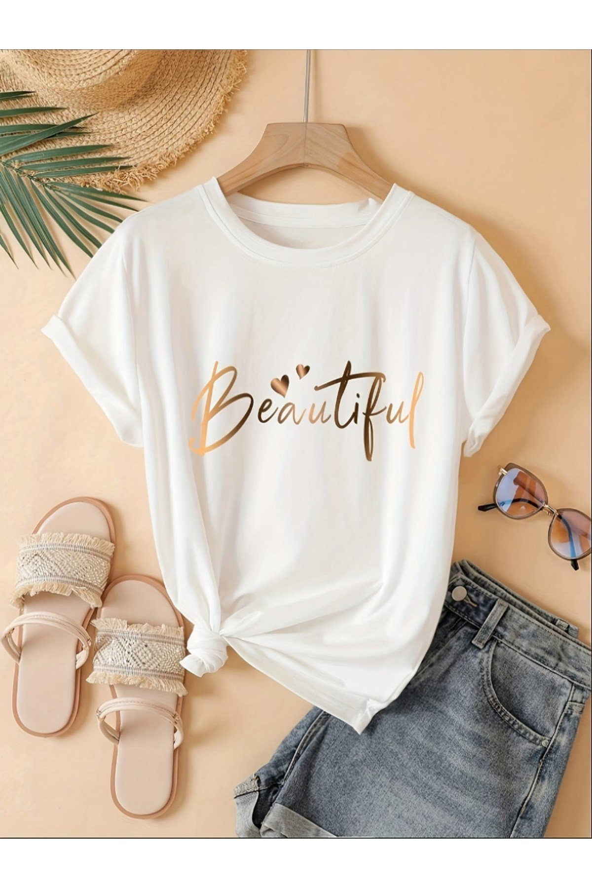 Unisex Beautiful Baskı Basic Regular T-shirt