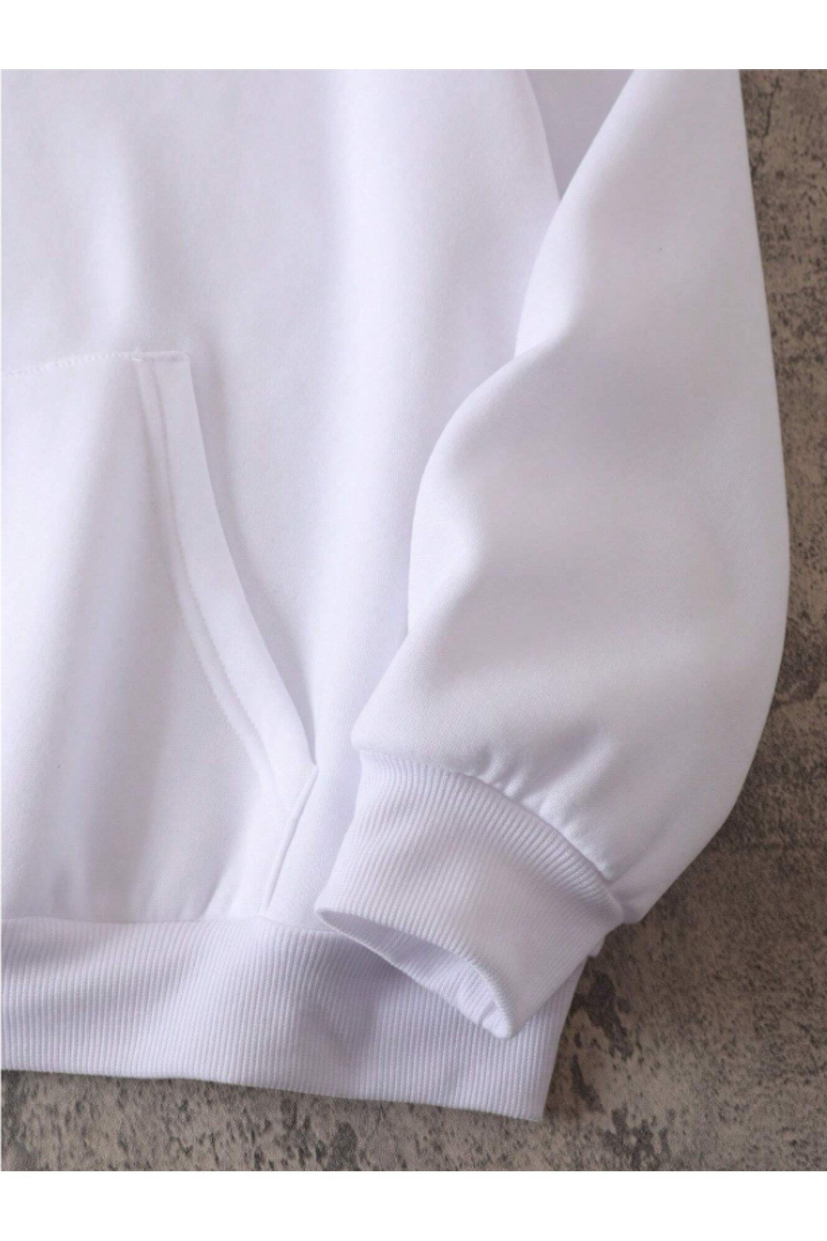 unisex beyaz one button izmir baskılı kapüşonlu pamuklu Sweatshirt